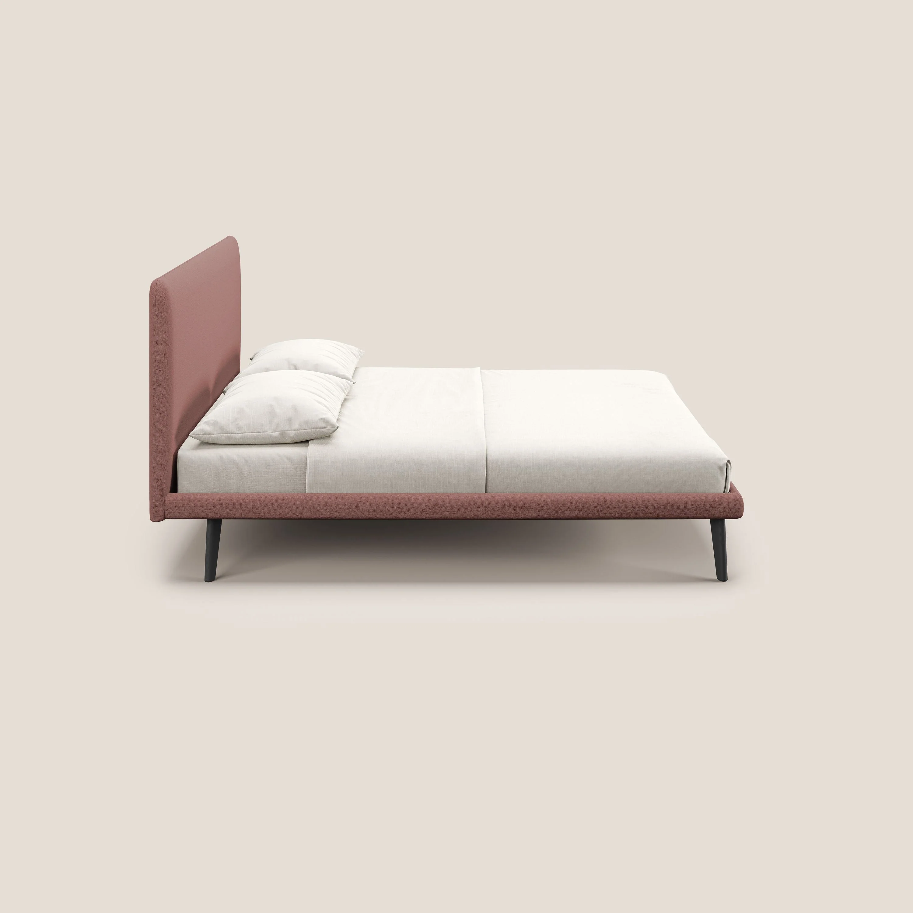 Noel lit minimaliste scandinave avec pieds foncés et tissu flammé imperméable T19 saumon - Image 6