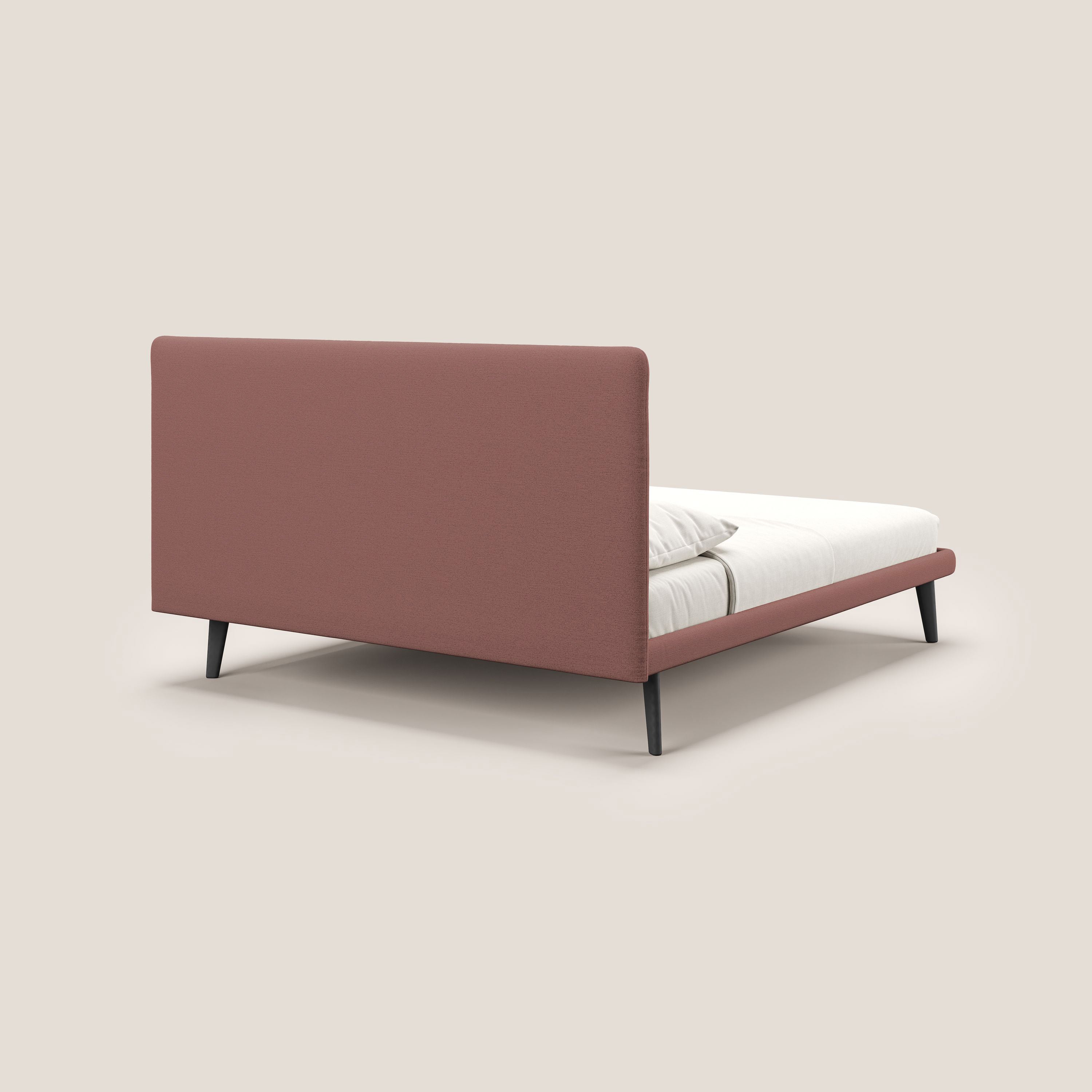 Noel lit minimaliste scandinave avec pieds foncés et tissu flammé imperméable T19 saumon - Image 7