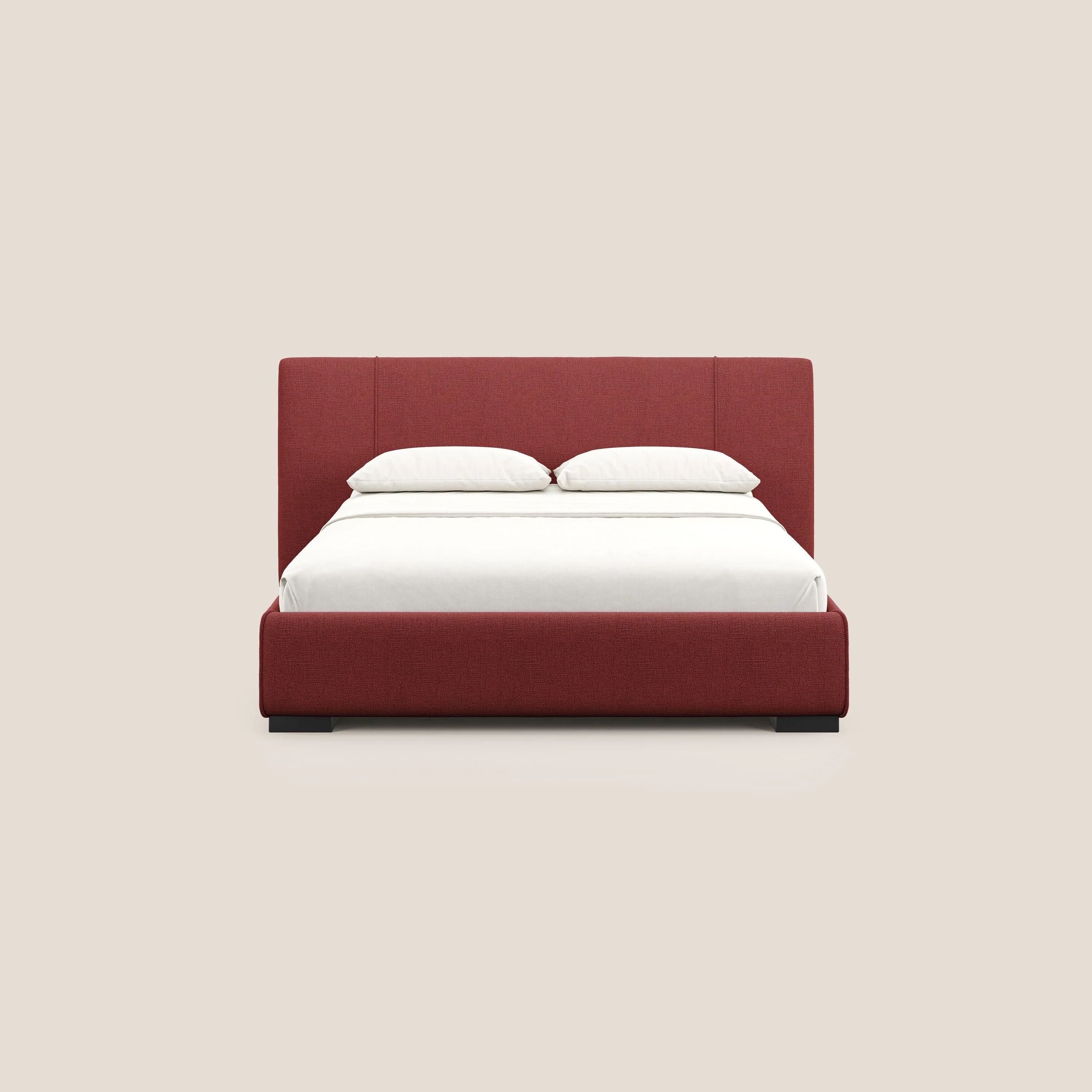 Omero lit avec coffre rembourré déhoussable en tissu flammé imperméable T14 rouge - Image 4