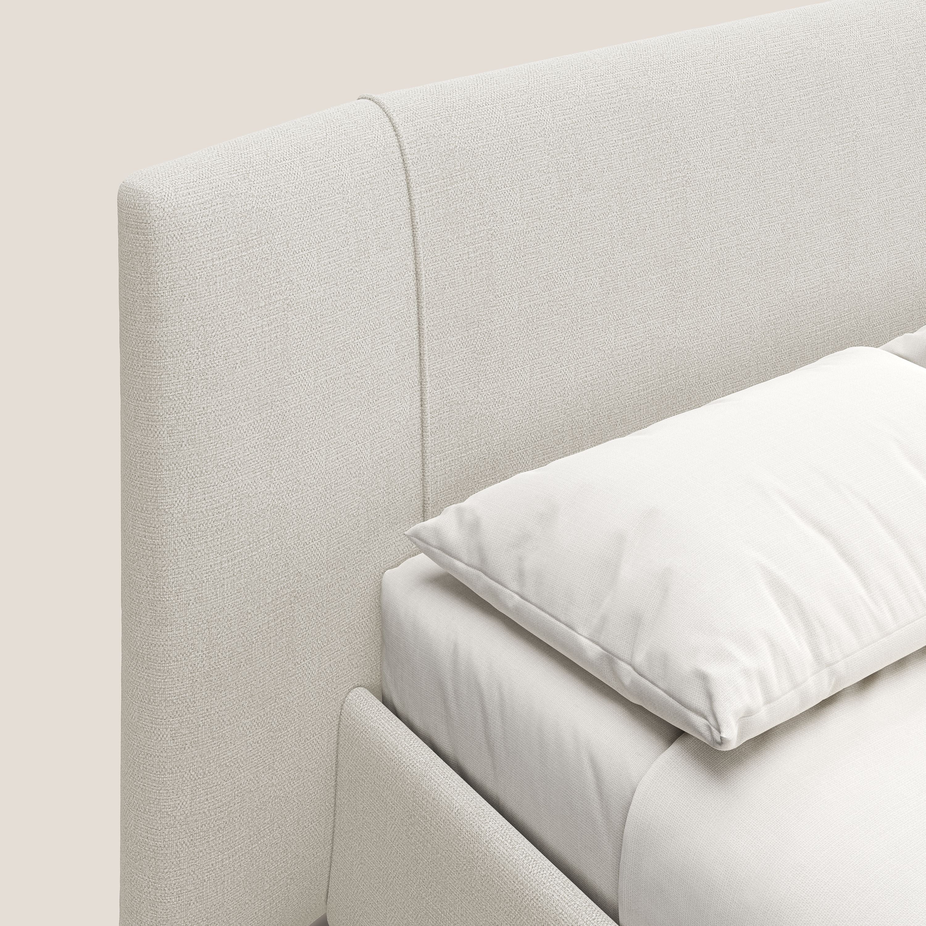Omero lit avec coffre rembourré déhoussable en tissu flammé imperméable T14 Taupe tortora - Image 7