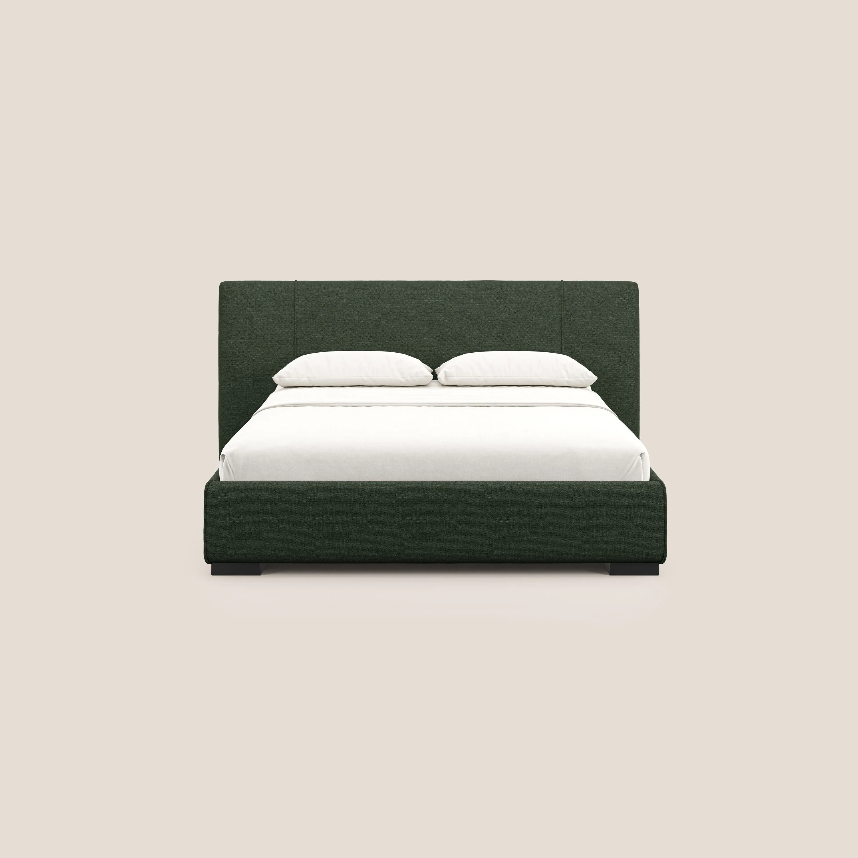 Omero lit avec coffre rembourré déhoussable en tissu flammé imperméable T14 vert - Image 3