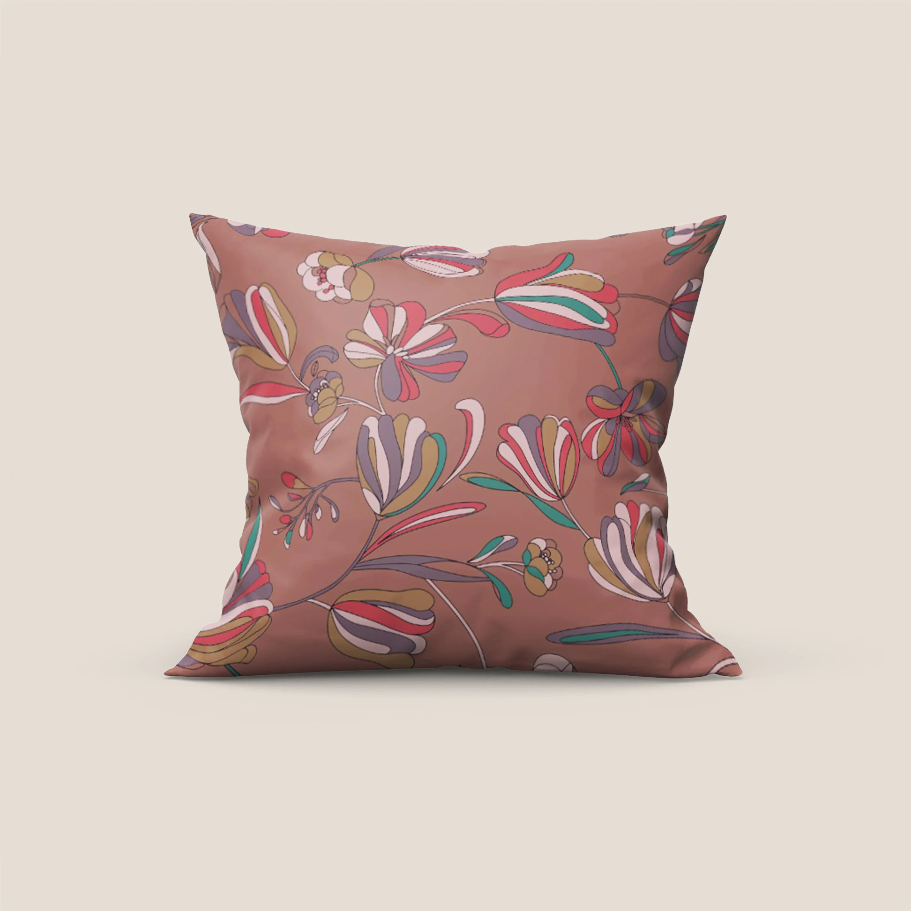 Omika collezione cuscini a fantasie multicolor in velluto impermeabile saumon