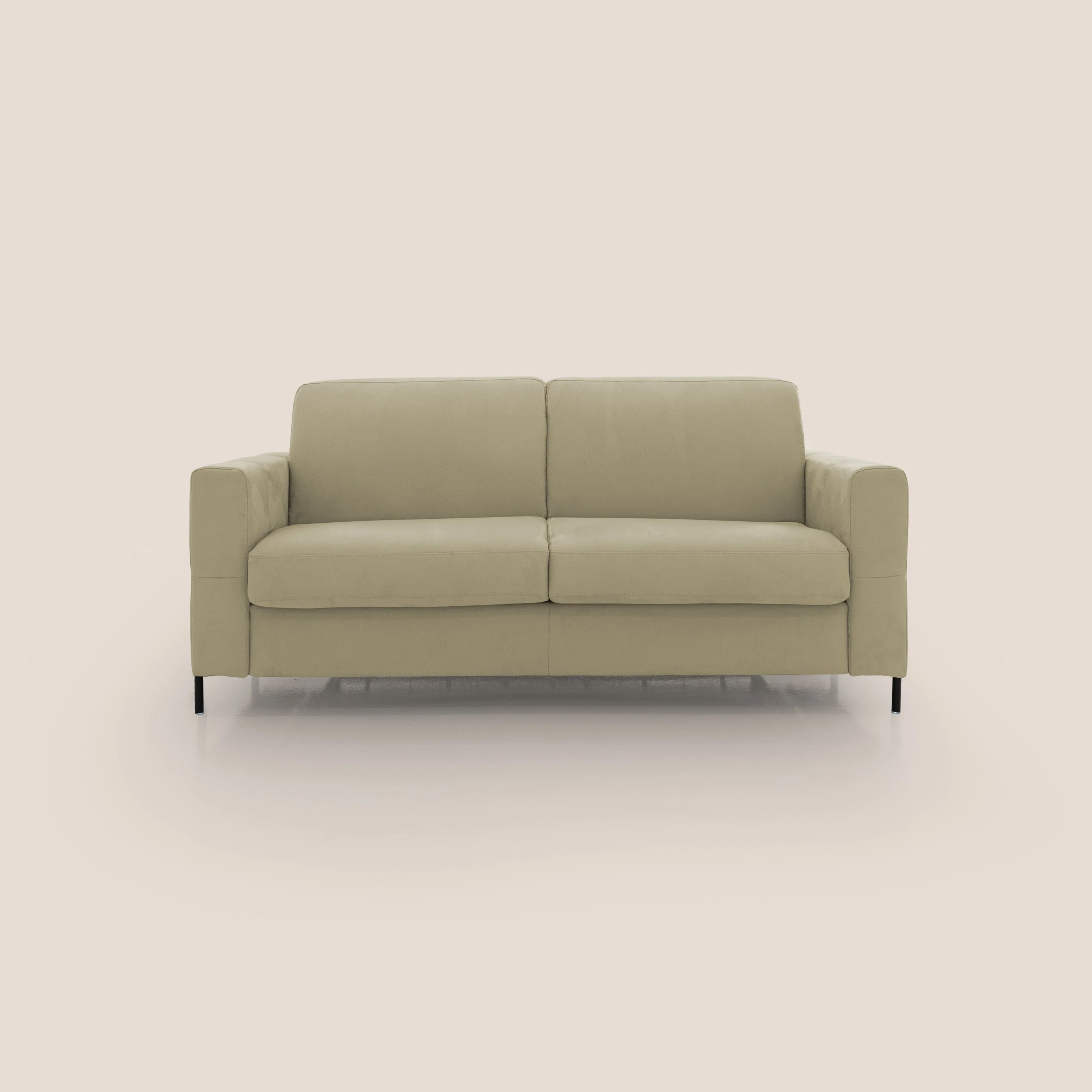 Ortensia canapé convertible matelas H 18cm et pieds hauts en élégante microfibre détachable T11 beige
