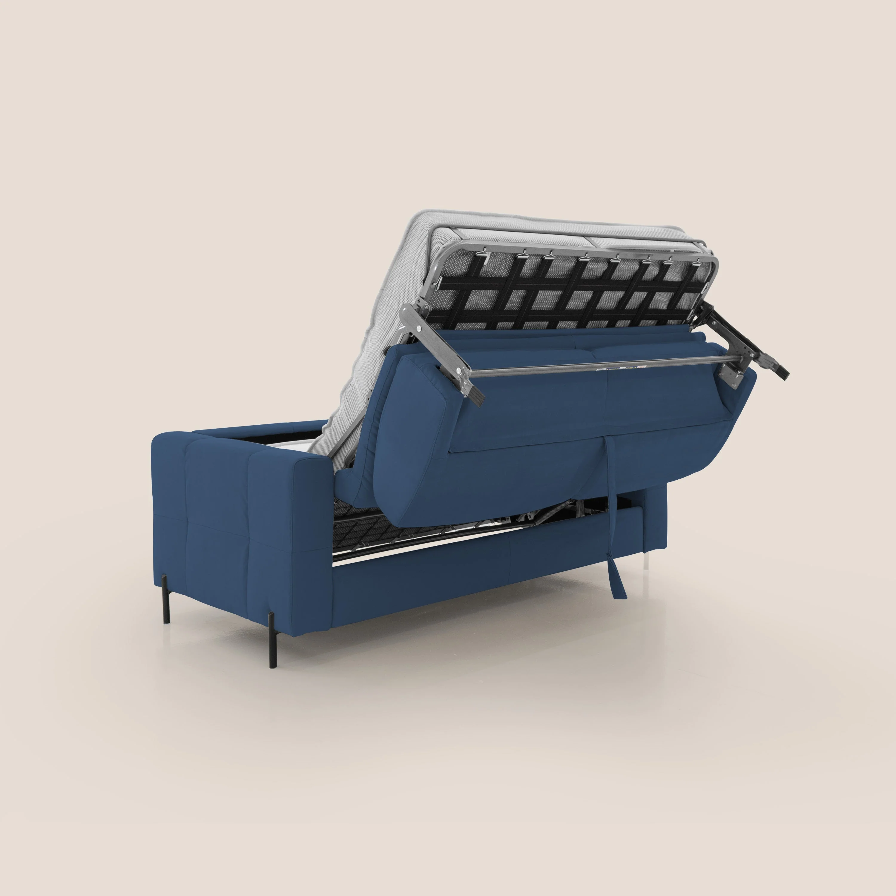 Ortensia canapé convertible matelas H 18cm et pieds hauts en élégante microfibre détachable T11 bleu - Image 4