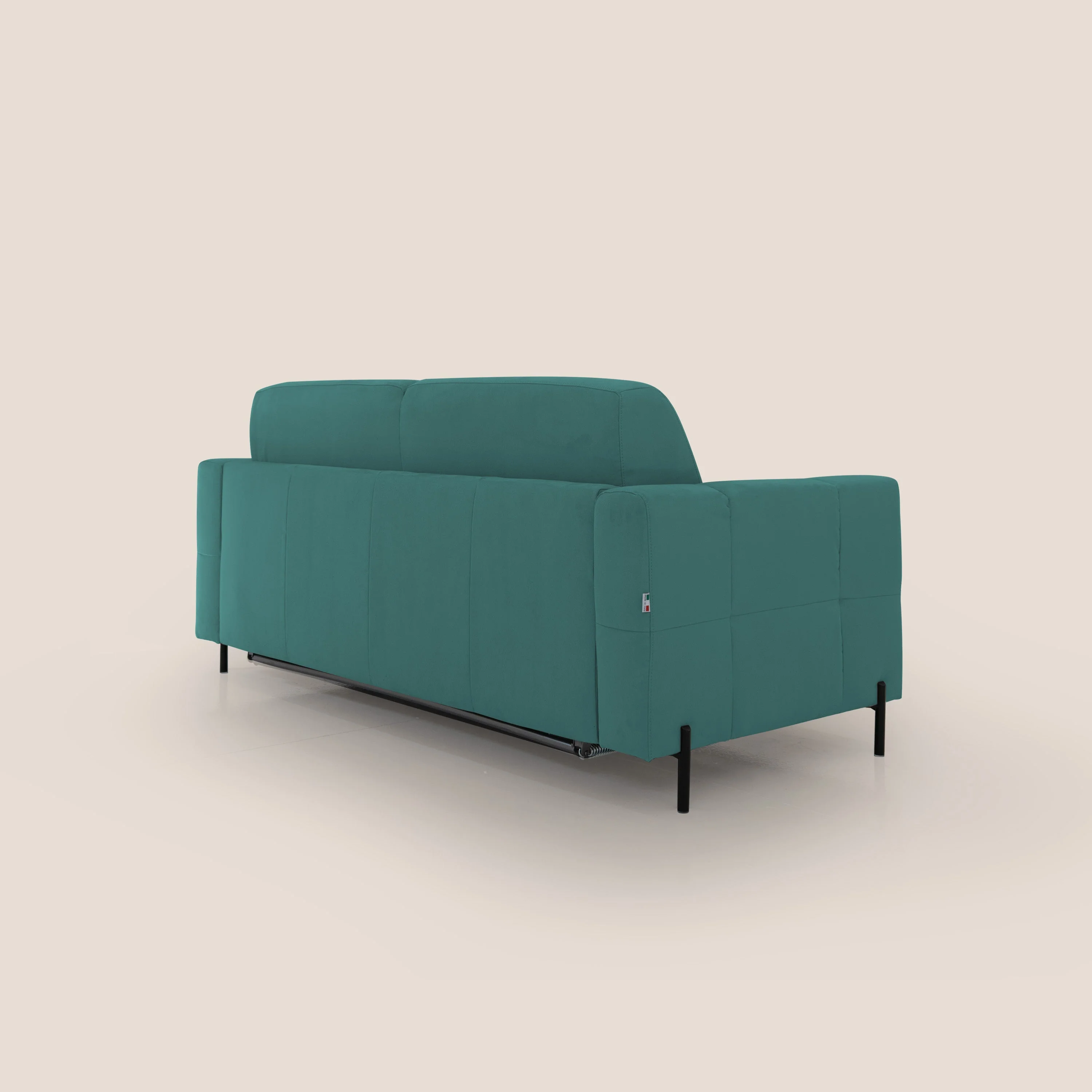 Ortensia canapé convertible matelas H 18cm et pieds hauts en élégante microfibre détachable T11 bleu canard - Image 8