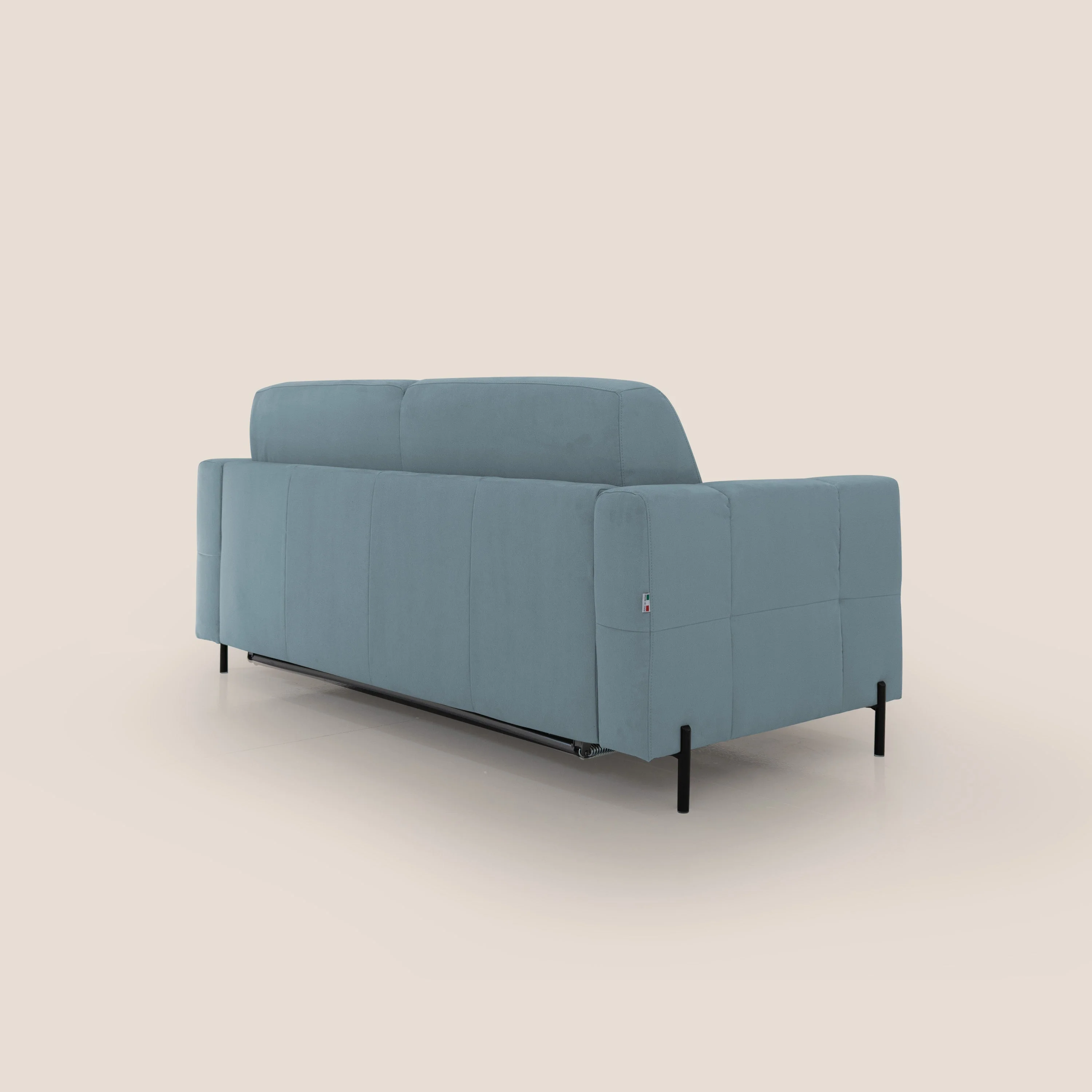 Ortensia canapé convertible matelas H 18cm et pieds hauts en élégante microfibre détachable T11 bleu pastel - Image 8