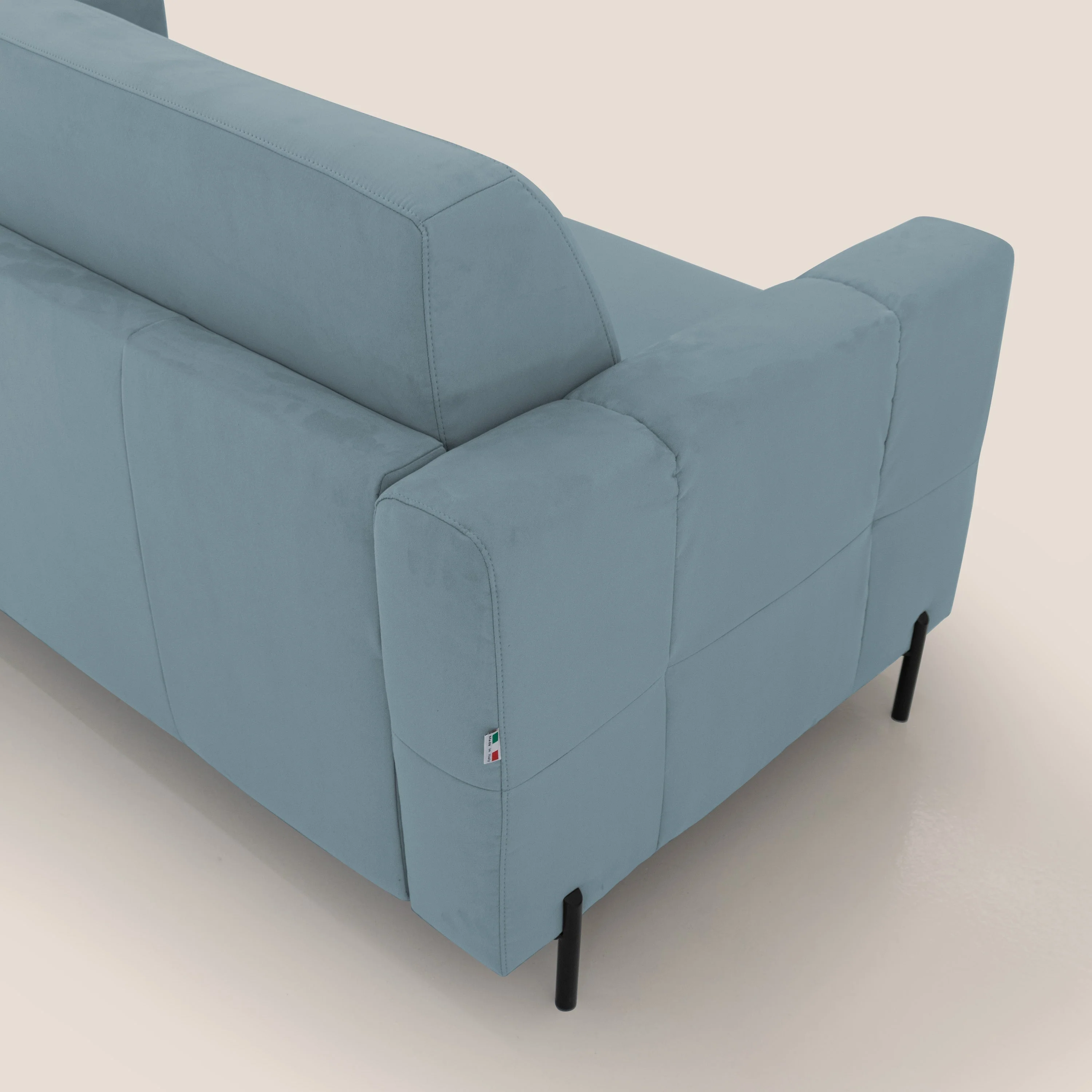 Ortensia canapé convertible matelas H 18cm et pieds hauts en élégante microfibre détachable T11 bleu pastel - Image 9