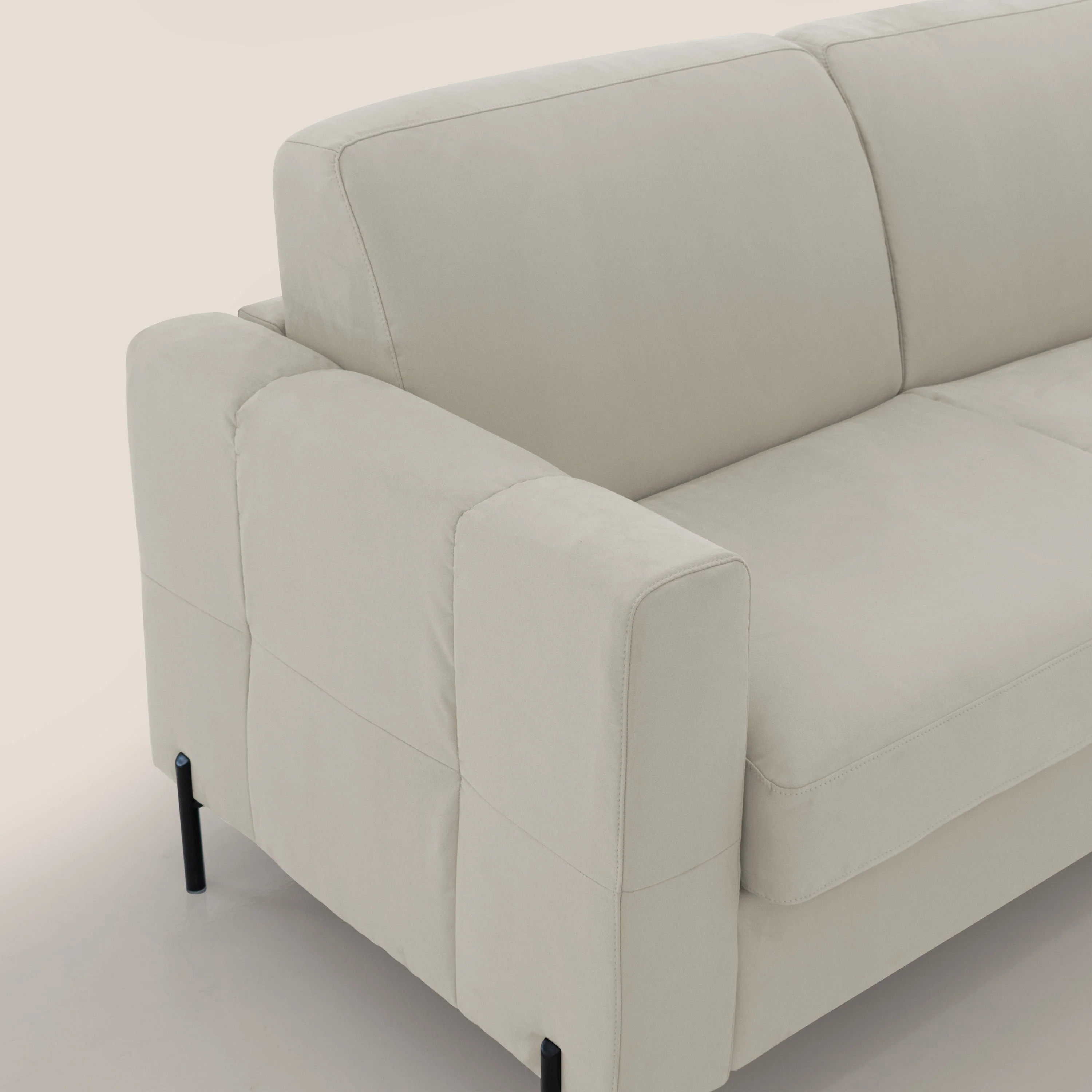 Ortensia canapé convertible matelas H 18cm et pieds hauts en élégante microfibre détachable T11 crème - Image 5