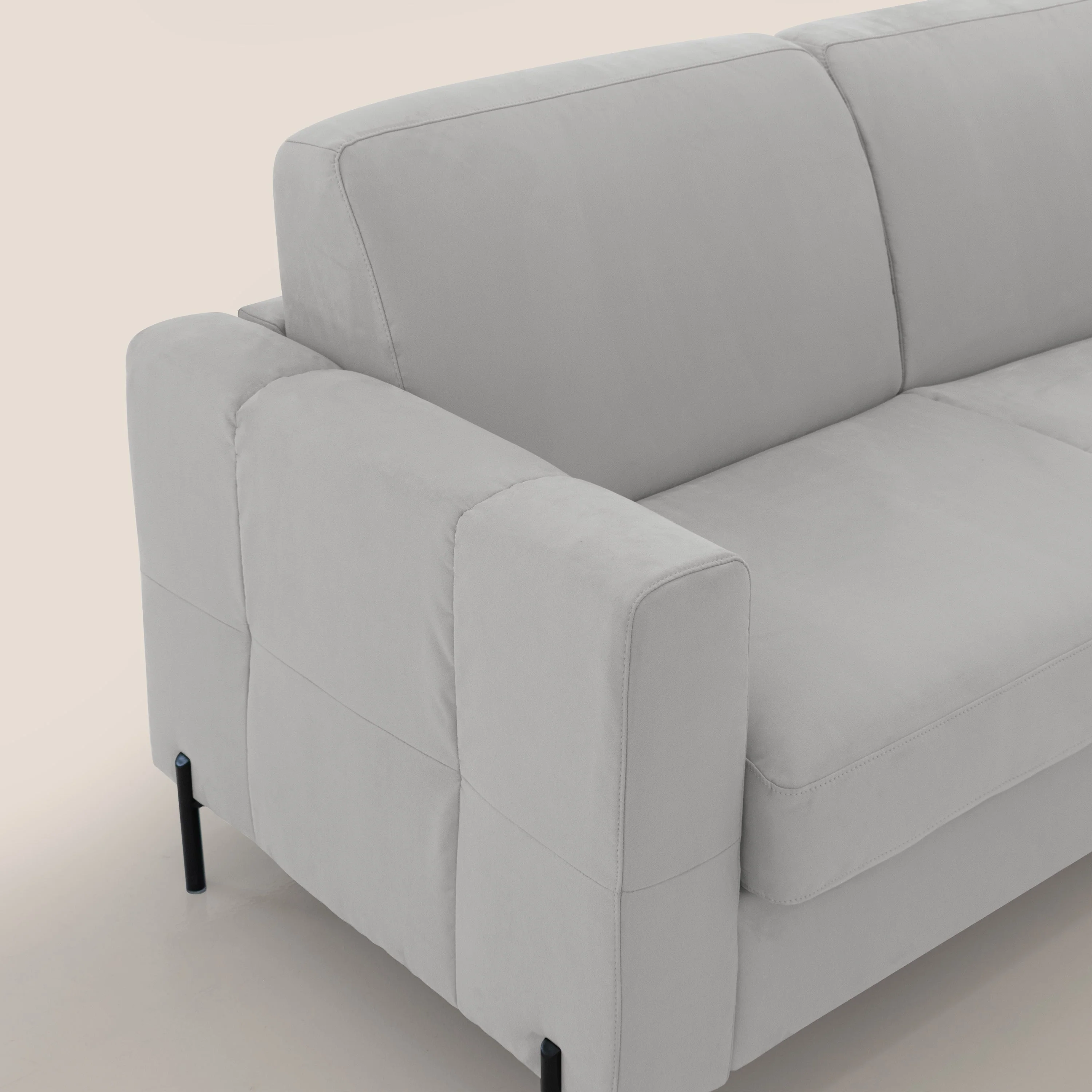 Ortensia canapé convertible matelas H 18cm et pieds hauts en élégante microfibre détachable T11 gris clair - Image 5