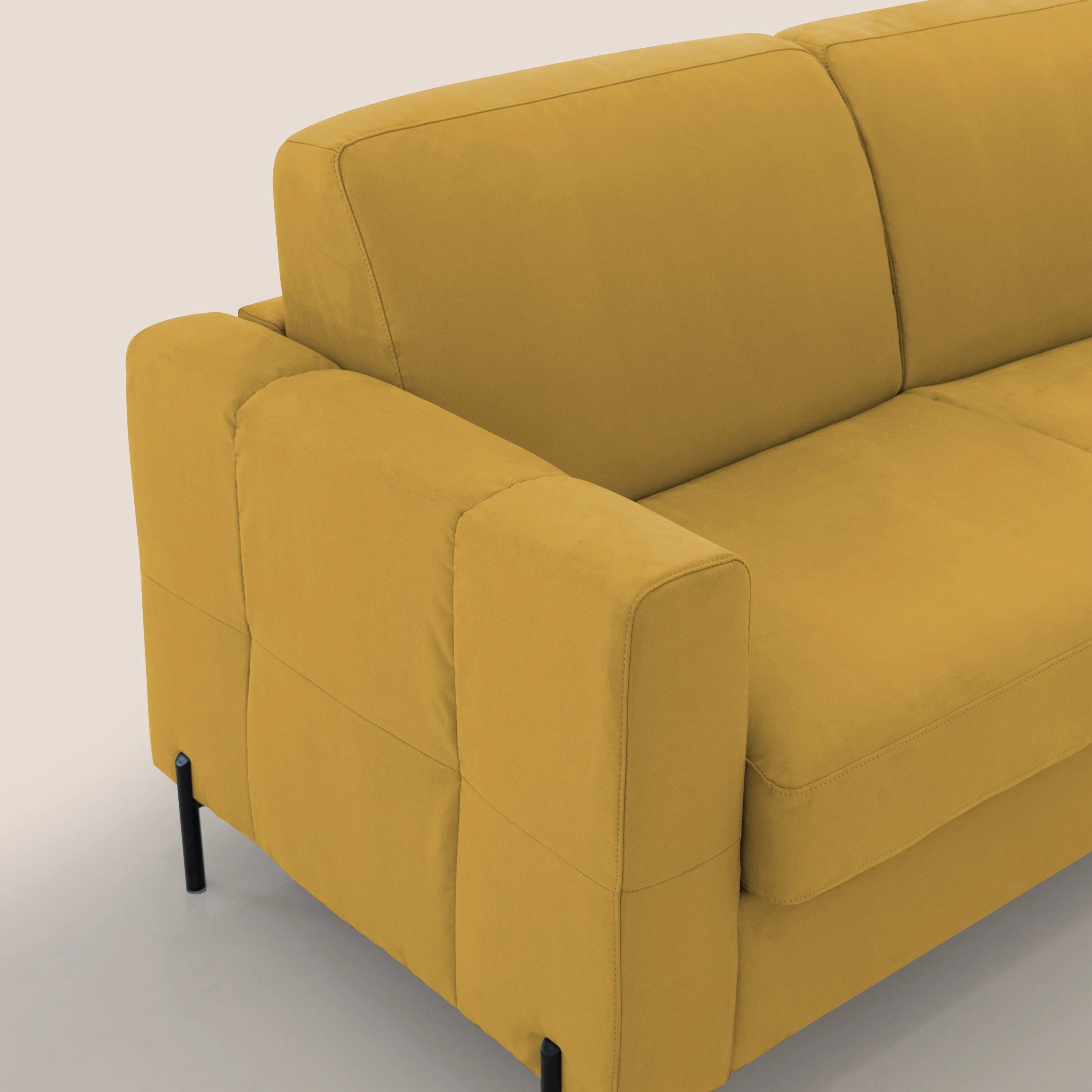 Ortensia canapé convertible matelas H 18cm et pieds hauts en élégante microfibre détachable T11 jaune - Image 5
