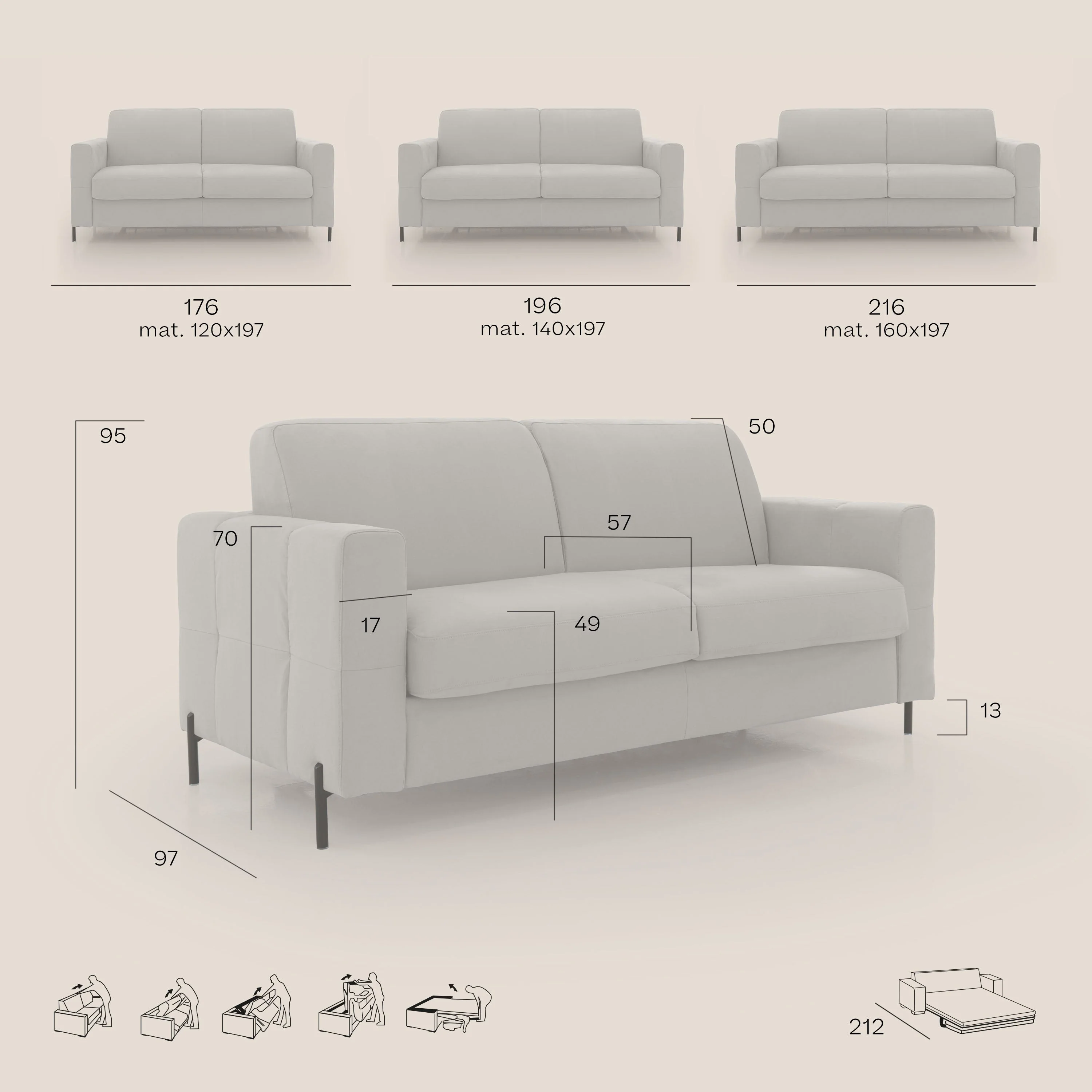 Ortensia canapé convertible matelas H 18cm et pieds hauts en élégante microfibre détachable T11 noir - Image 11