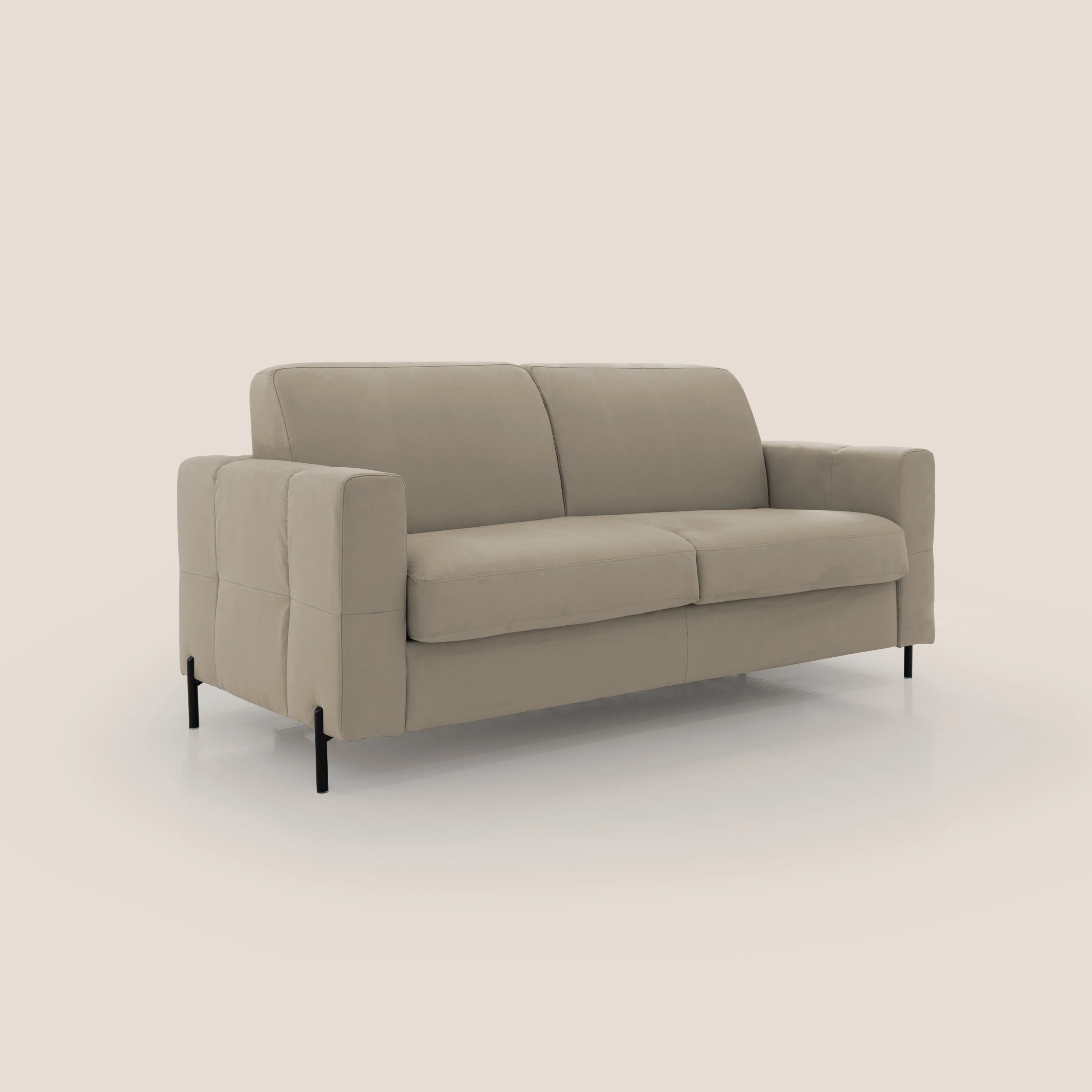 Ortensia canapé convertible matelas H 18cm et pieds hauts en élégante microfibre détachable T11 Taupe  - Image 3