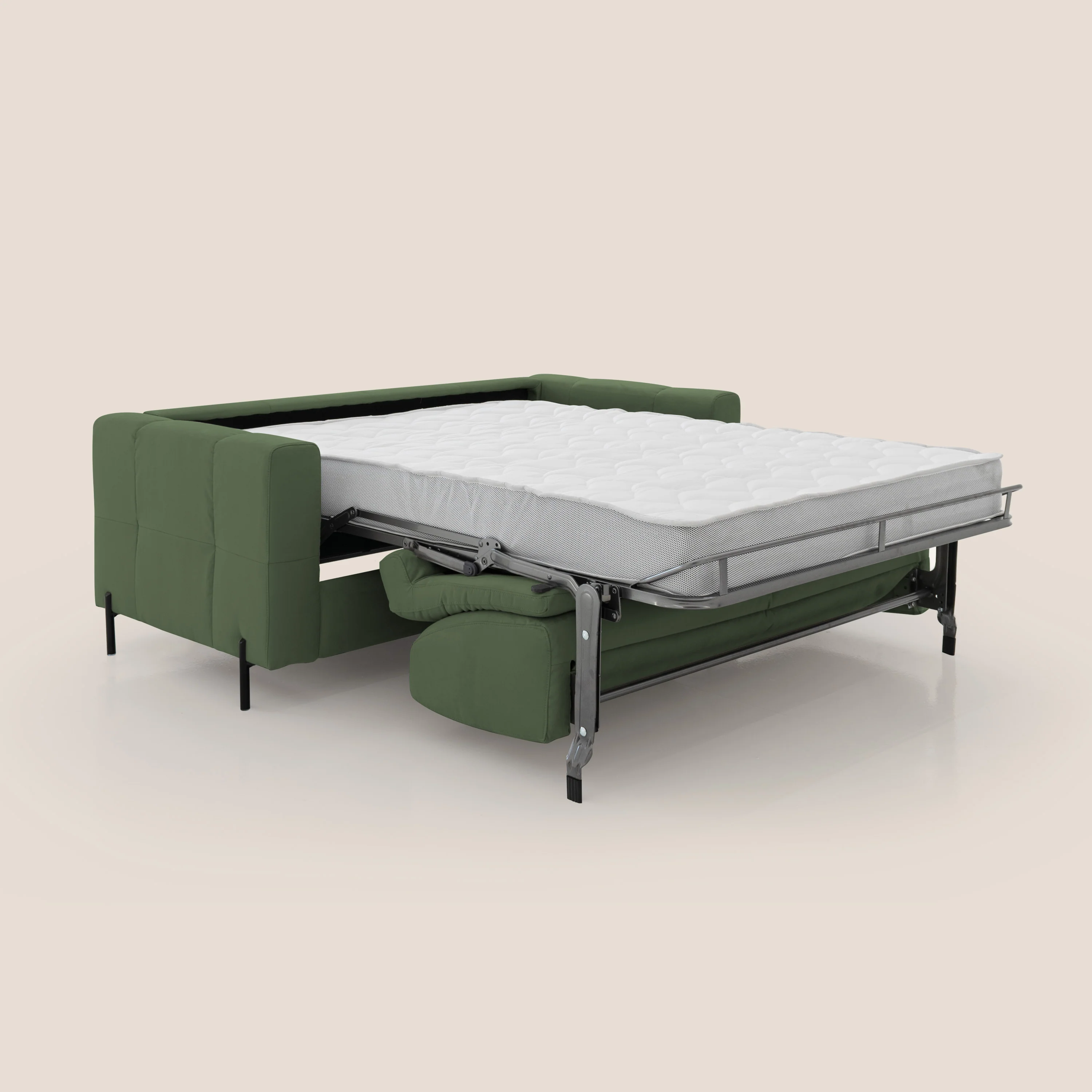 Ortensia canapé convertible matelas H 18cm et pieds hauts en élégante microfibre détachable T11 vert - Image 2
