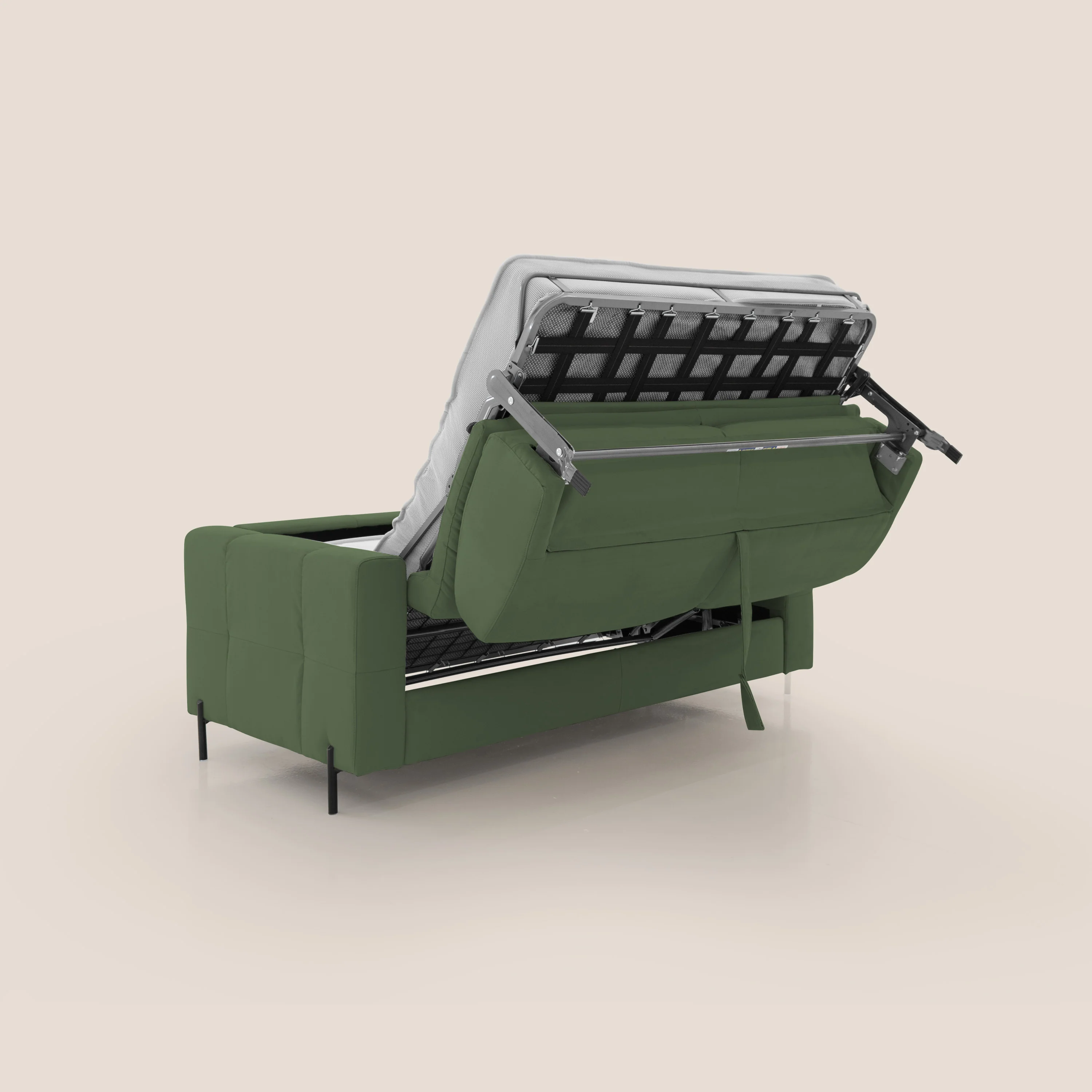 Ortensia canapé convertible matelas H 18cm et pieds hauts en élégante microfibre détachable T11 vert - Image 4