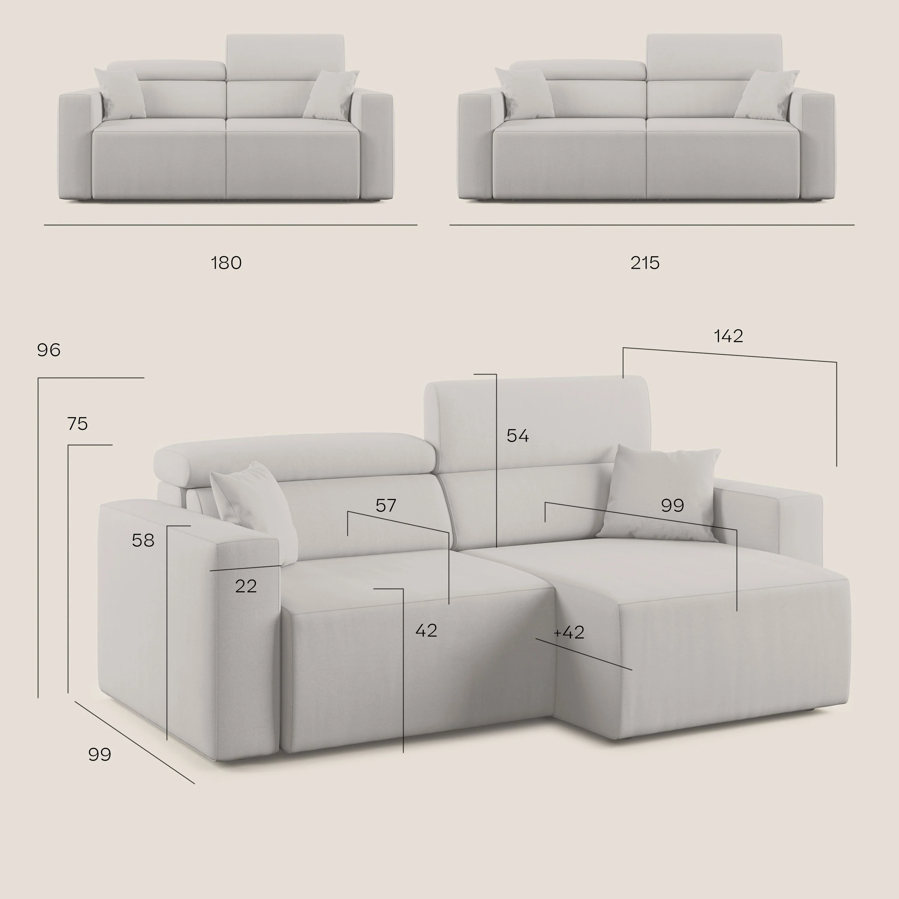 Orwell canapé avec assise extractible en microfibre détachable T11 Taupe tortora - Image 14