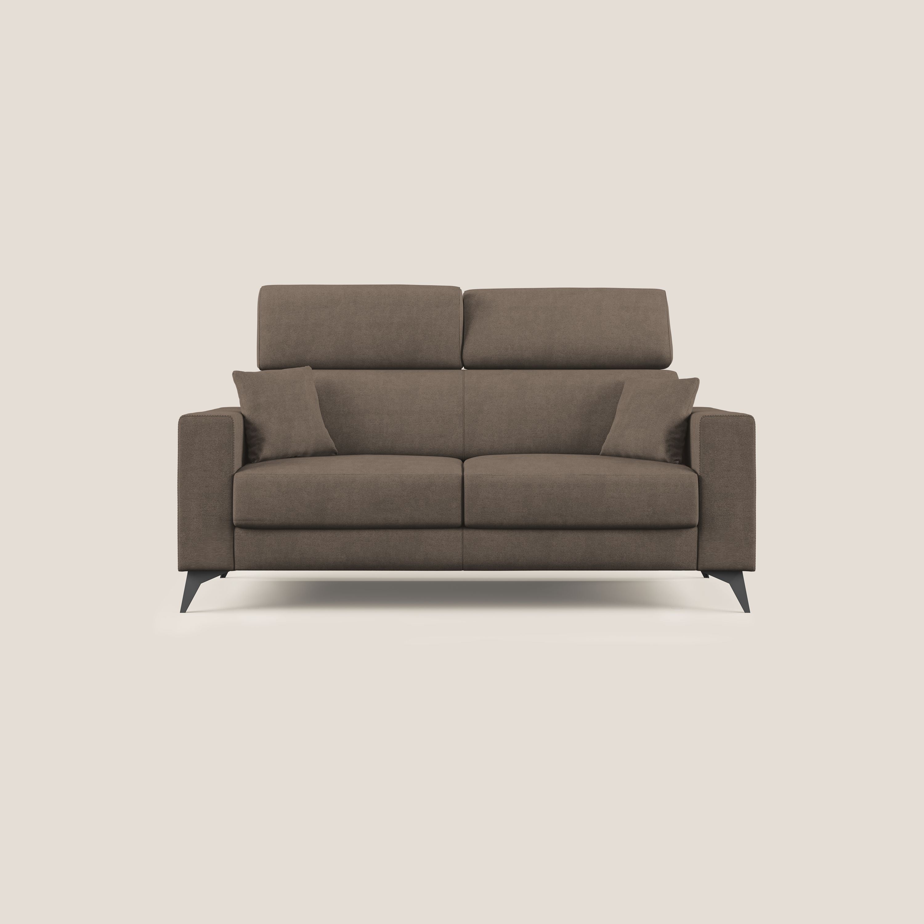 Pegaso canapé convertible avec têtières inclinables en tissu doux imperméable T02 marron