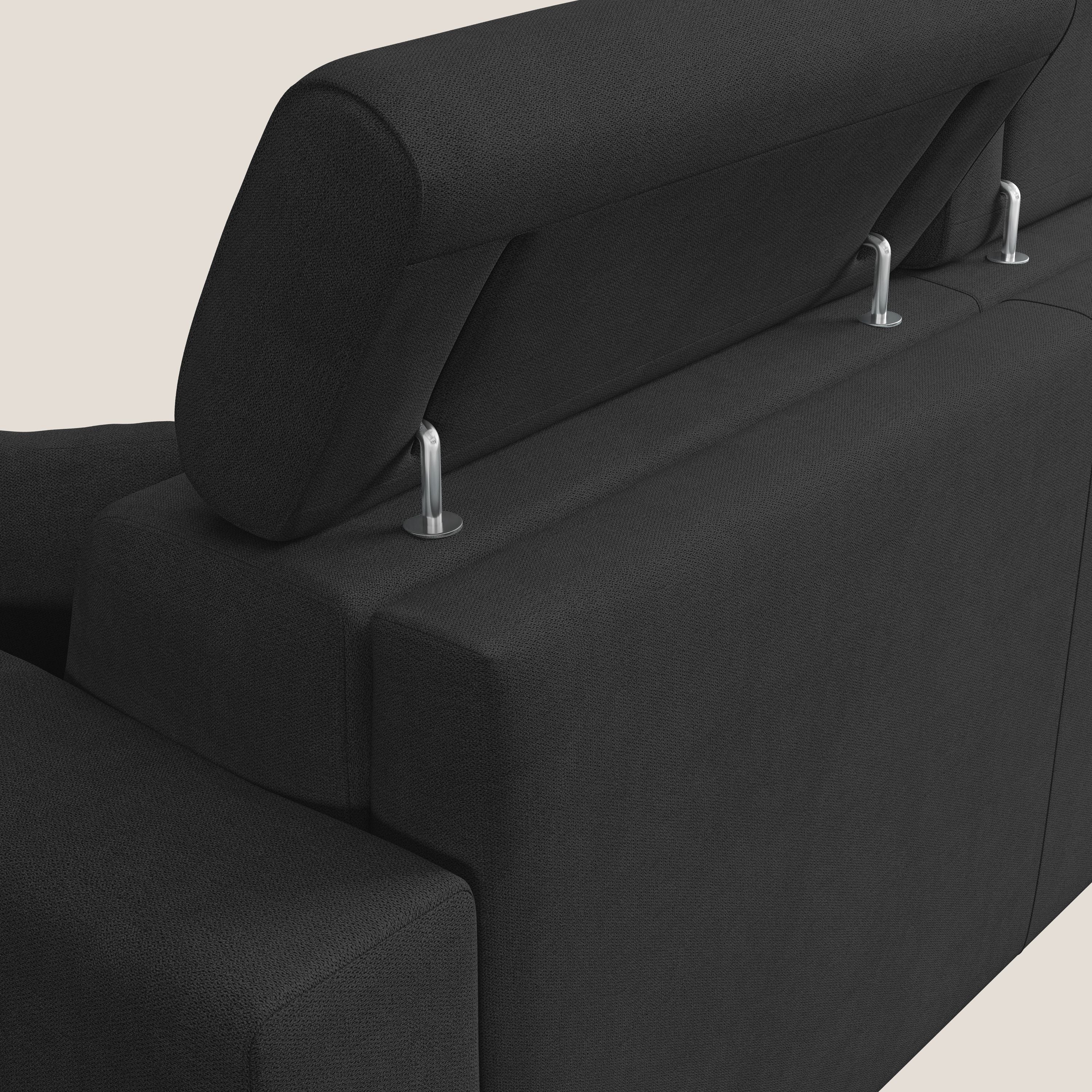Pegaso canapé convertible avec têtières inclinables en tissu doux imperméable T02 noir - Image 7