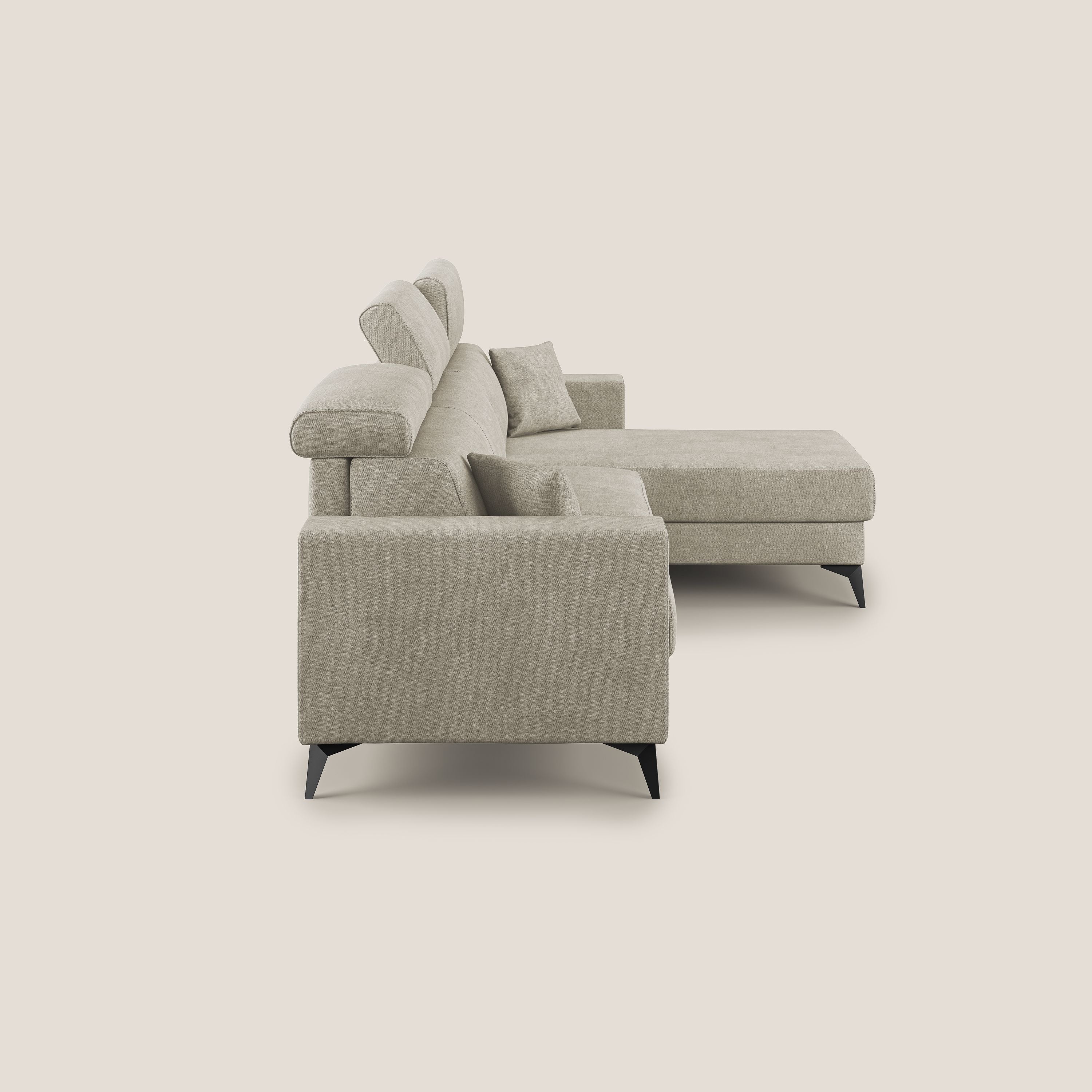 Pegaso canapé convertible d'angle avec têtières inclinables en tissu doux imperméable T02 crème - Image 6