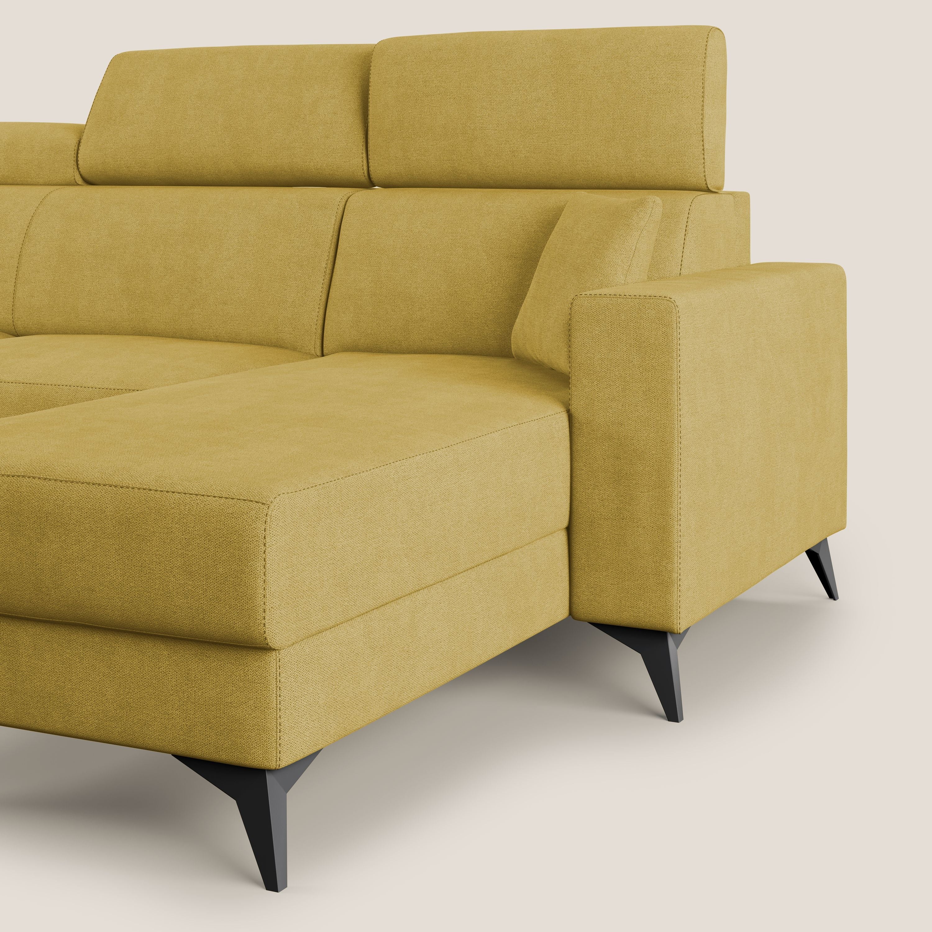 Pegaso canapé convertible d'angle avec têtières inclinables en tissu doux imperméable T02 jaune - Image 7