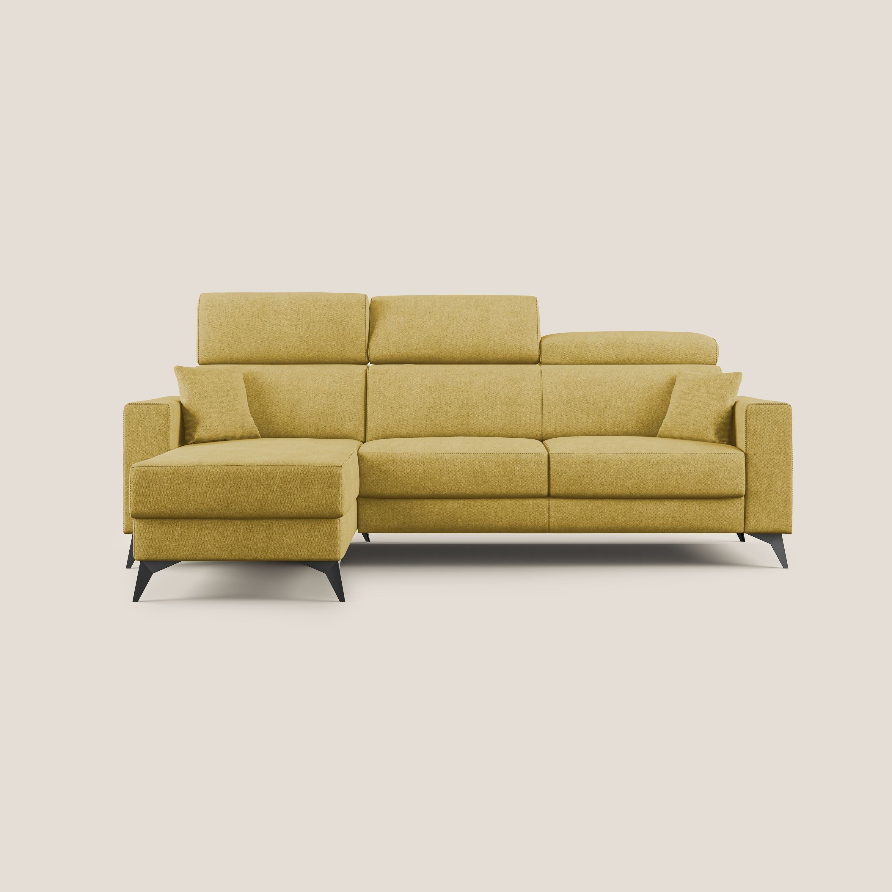Pegaso canapé convertible d'angle avec têtières inclinables en tissu doux imperméable T02 jaune - Image 9