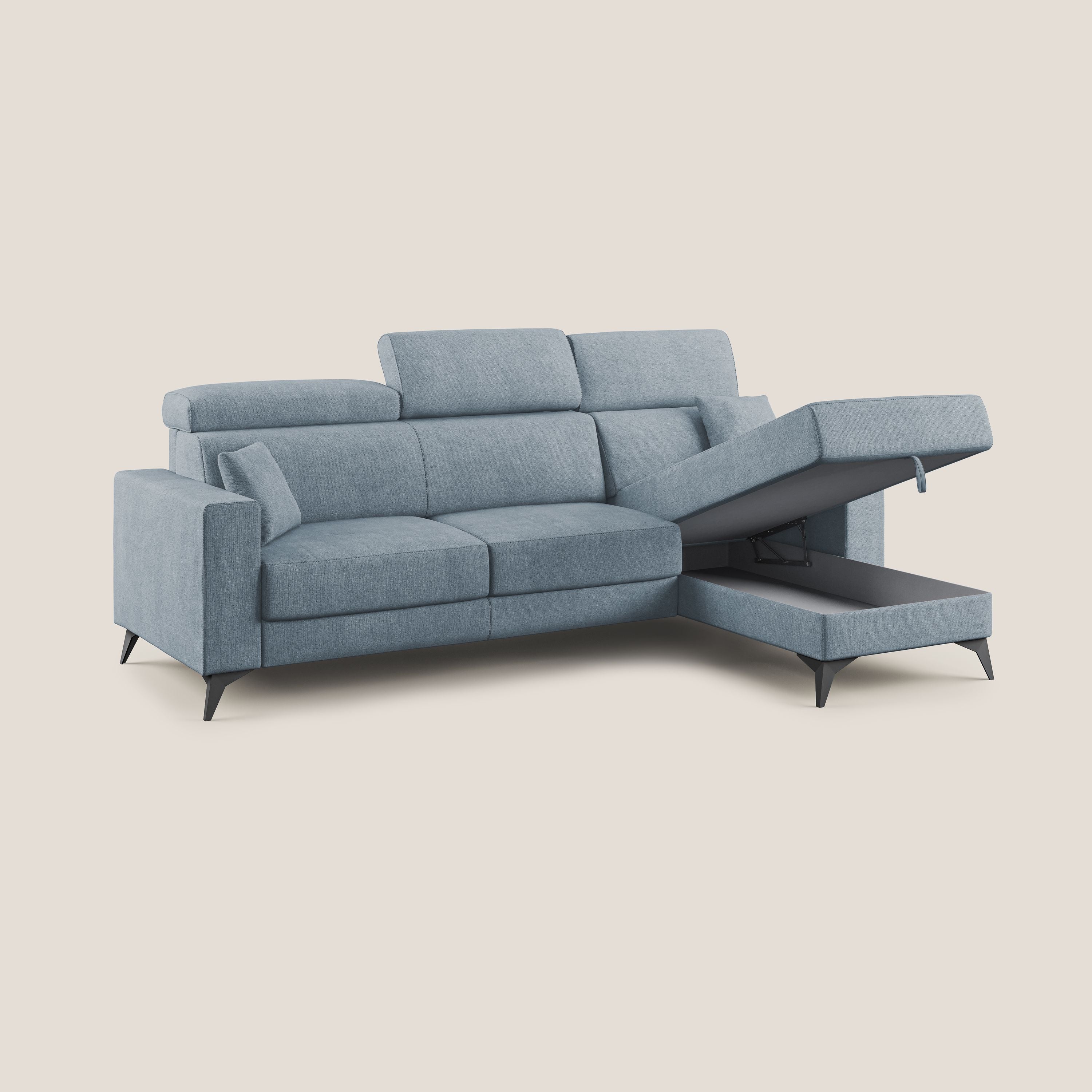 Pegaso canapé convertible d'angle avec têtières inclinables en tissu doux imperméable T02 sucre glace - Image 2