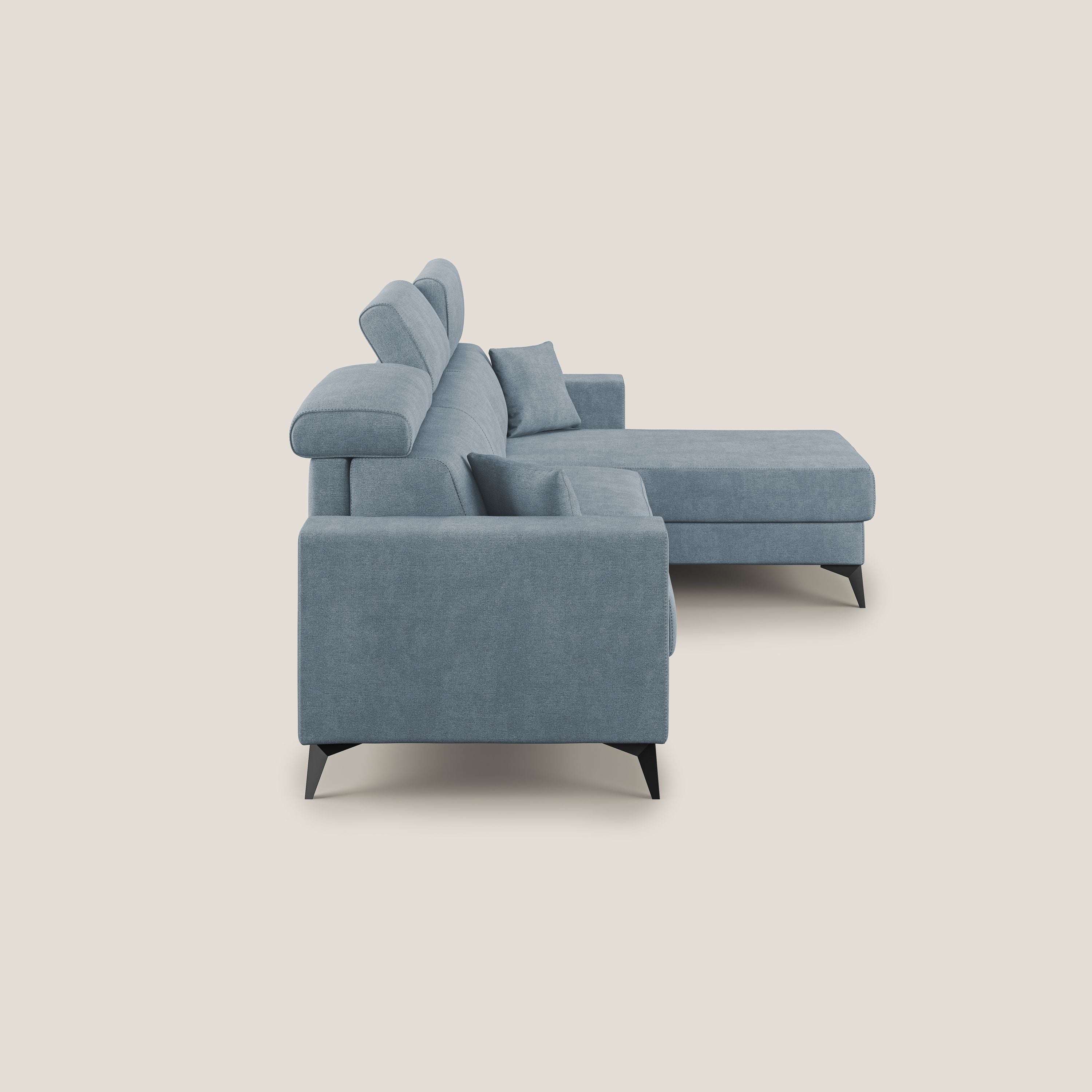 Pegaso canapé convertible d'angle avec têtières inclinables en tissu doux imperméable T02 sucre glace - Image 4