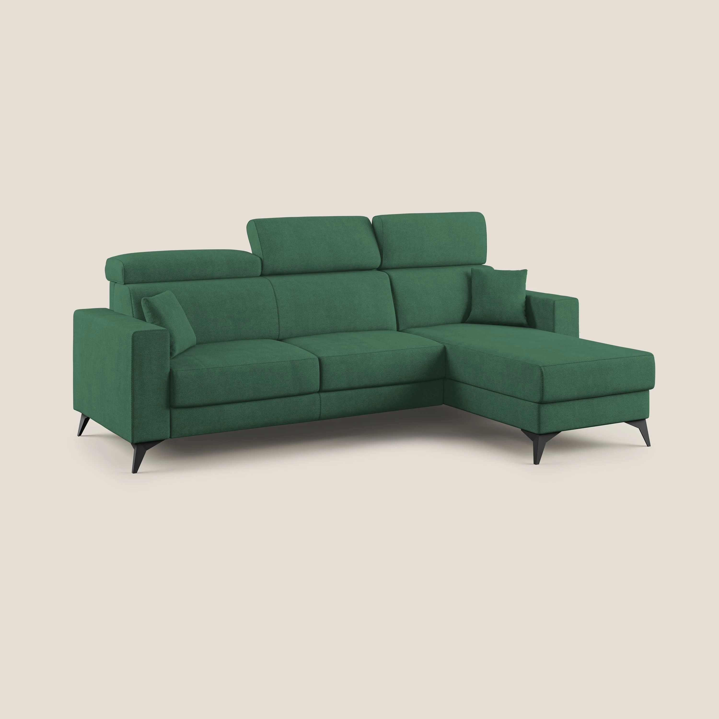 Pegaso canapé convertible d'angle avec têtières inclinables en tissu doux imperméable T02 vert - Image 3