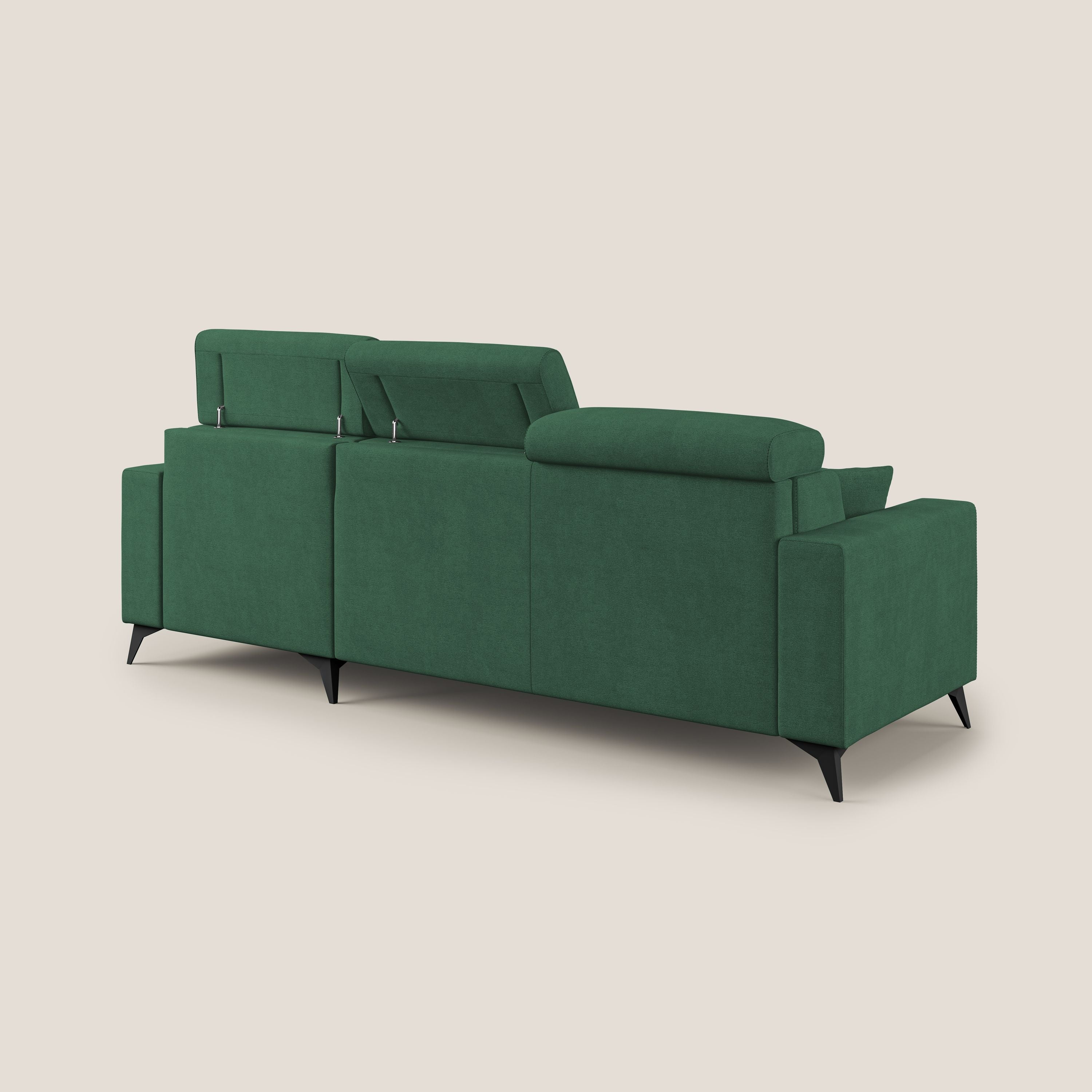 Pegaso canapé convertible d'angle avec têtières inclinables en tissu doux imperméable T02 vert - Image 5