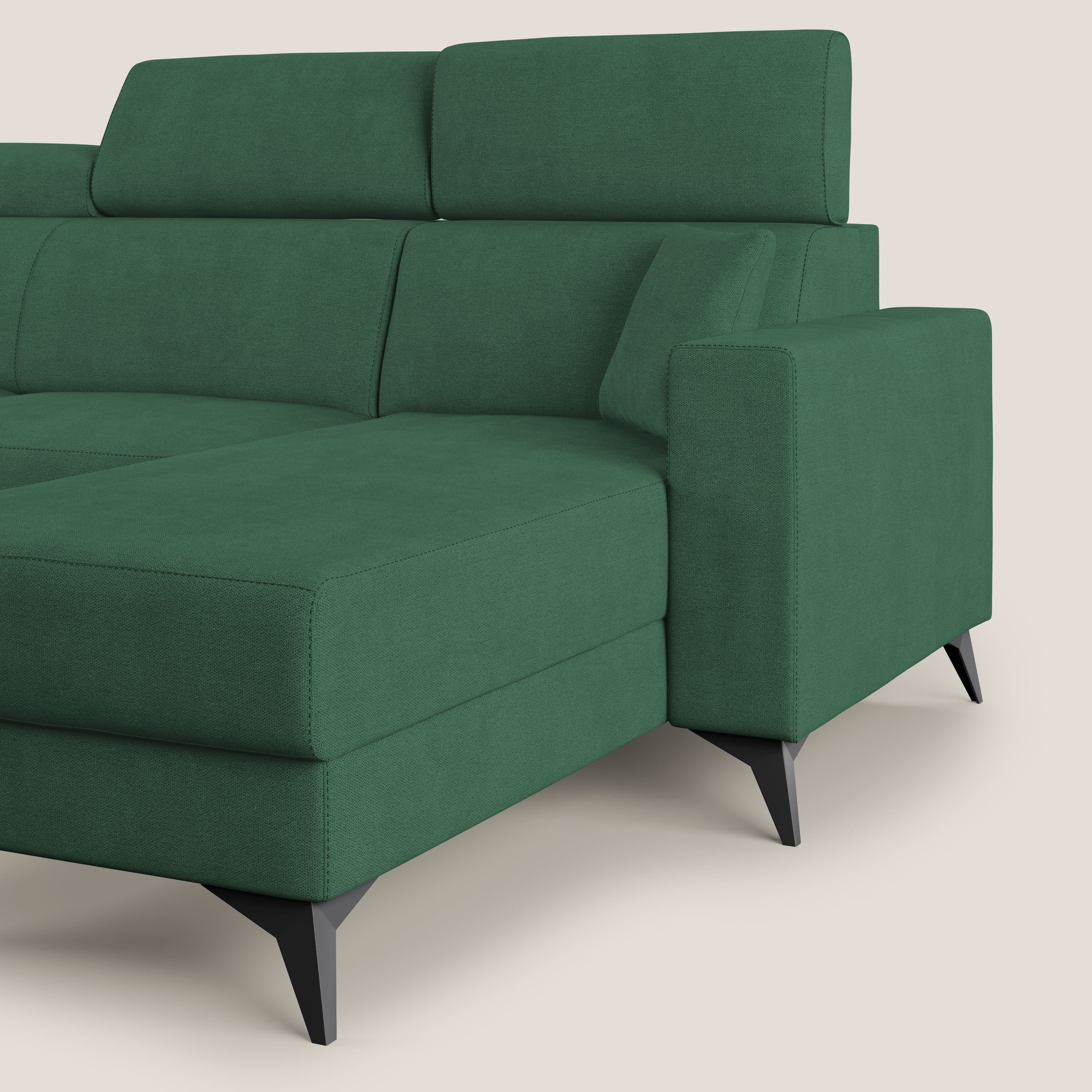 Pegaso canapé convertible d'angle avec têtières inclinables en tissu doux imperméable T02 vert - Image 9