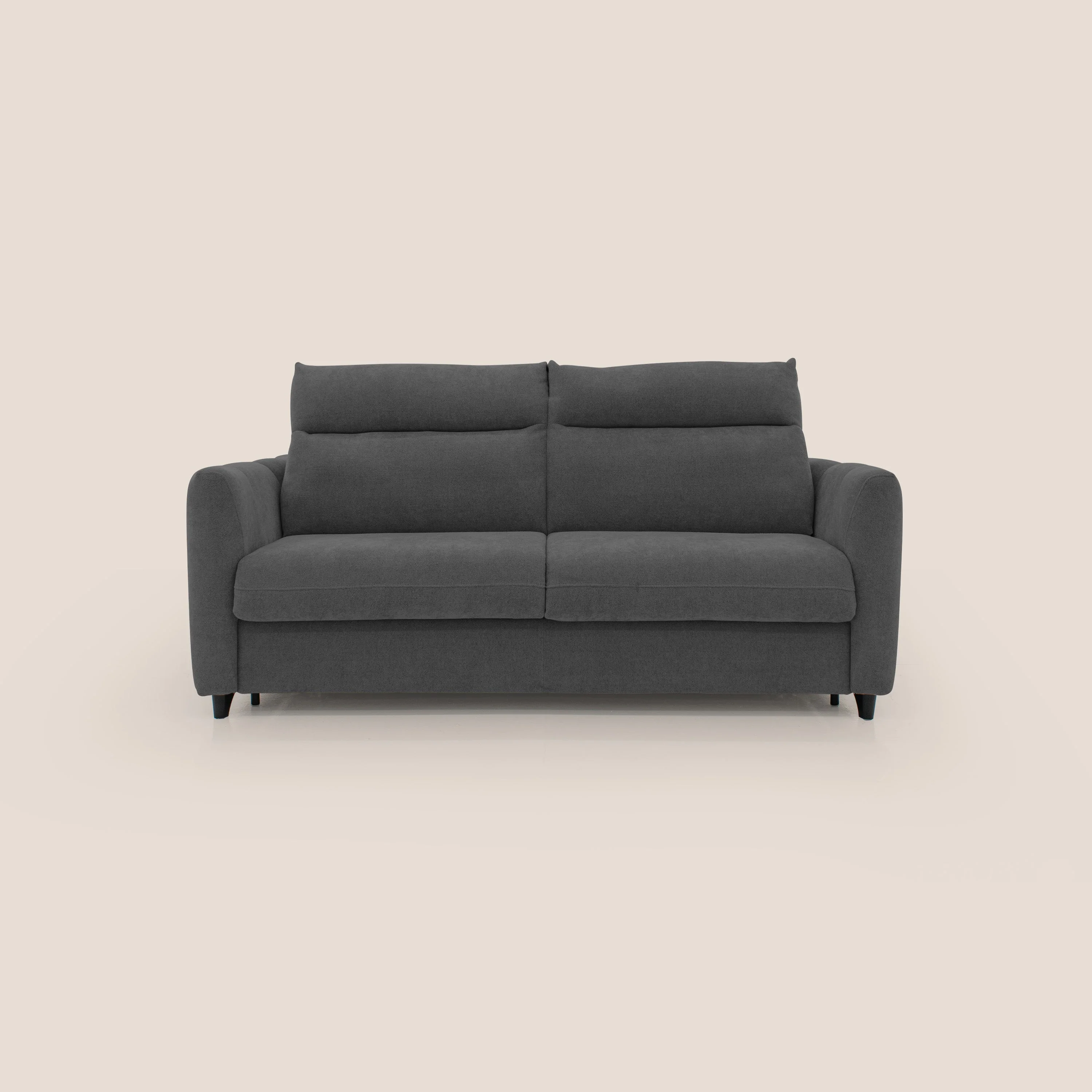 Peonia canapé convertible scandinave avec matelas H 18cm et dossier haut en bouclette imperméable T07 anthracite
