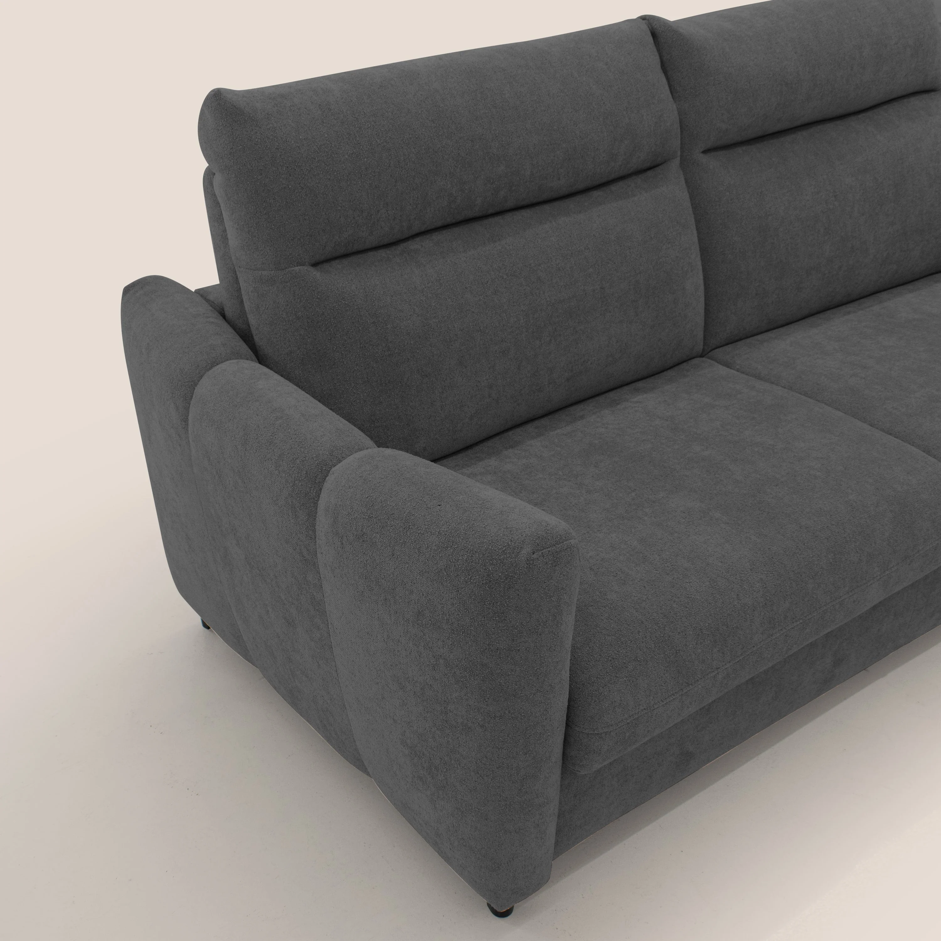Peonia canapé convertible scandinave avec matelas H 18cm et dossier haut en bouclette imperméable T07 anthracite - Image 6