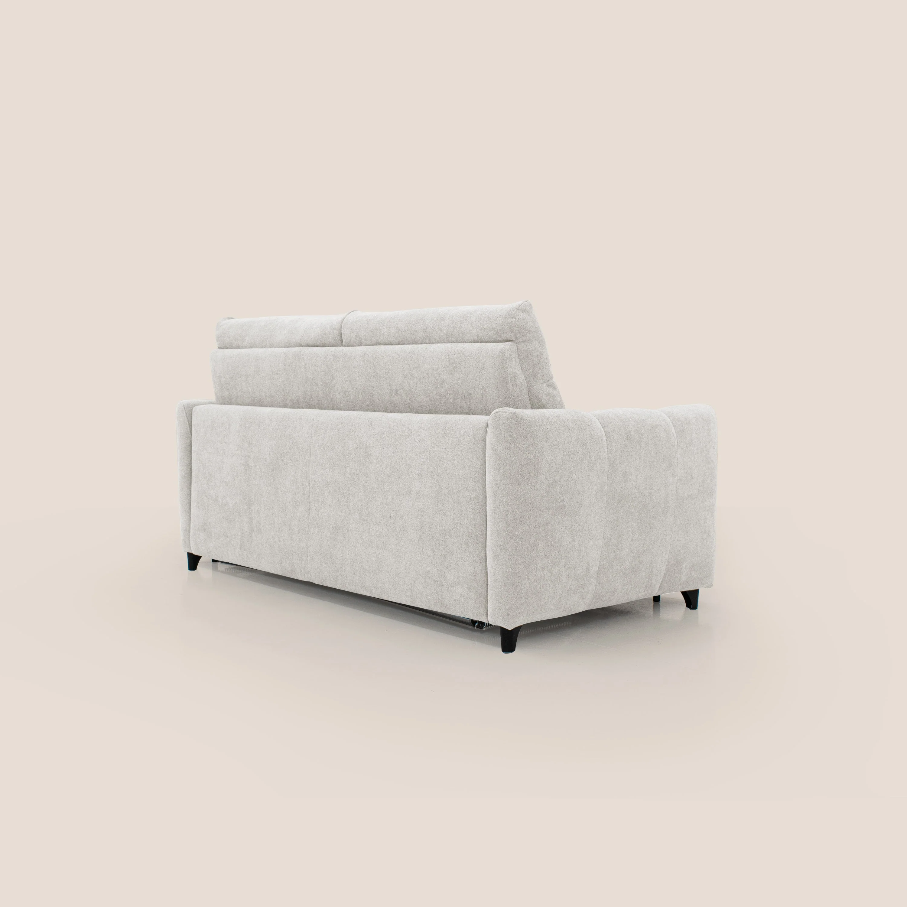 Peonia canapé convertible scandinave avec matelas H 18cm et dossier haut en bouclette imperméable T07 blanc - Image 8