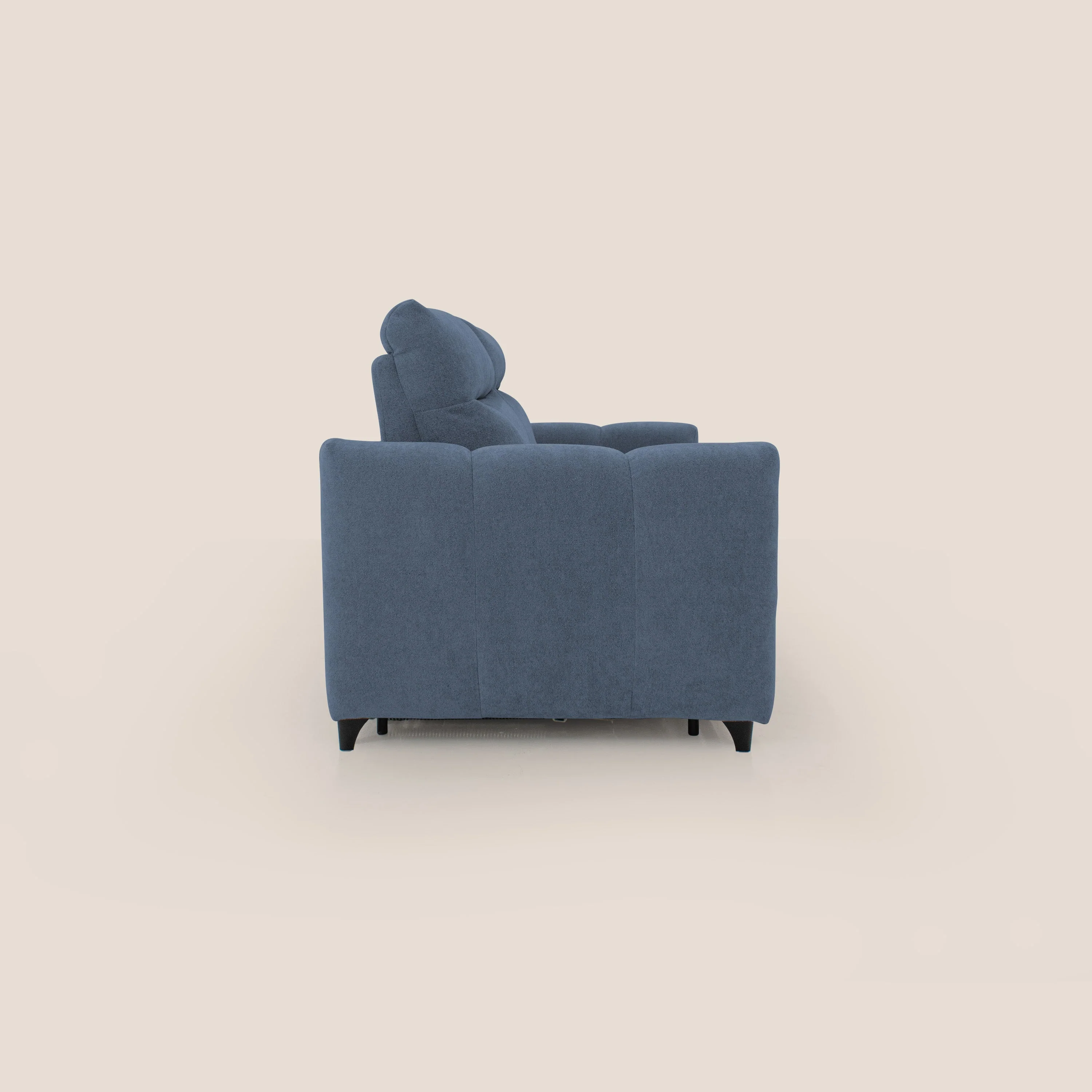 Peonia canapé convertible scandinave avec matelas H 18cm et dossier haut en bouclette imperméable T07 bleu - Image 7