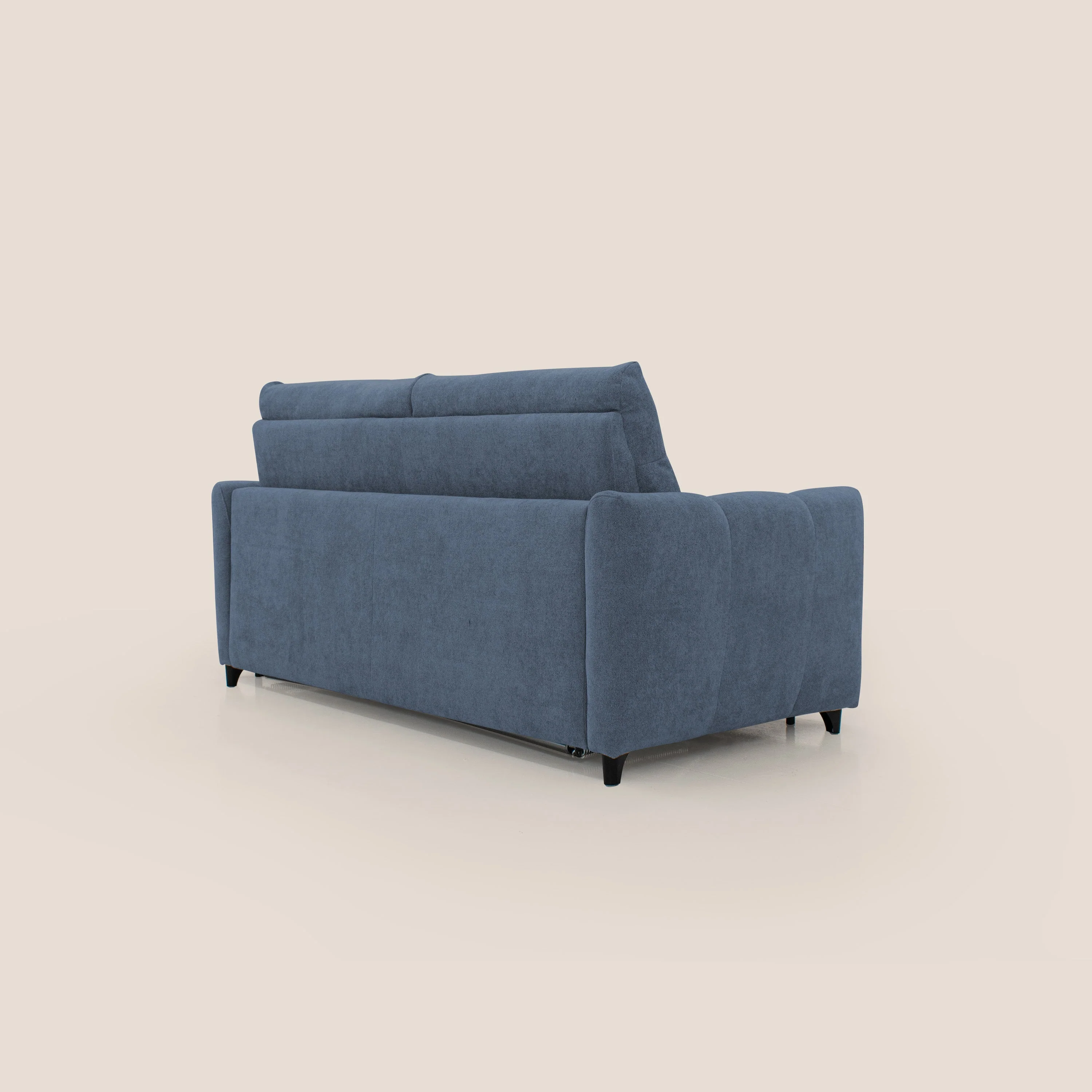 Peonia canapé convertible scandinave avec matelas H 18cm et dossier haut en bouclette imperméable T07 bleu - Image 8