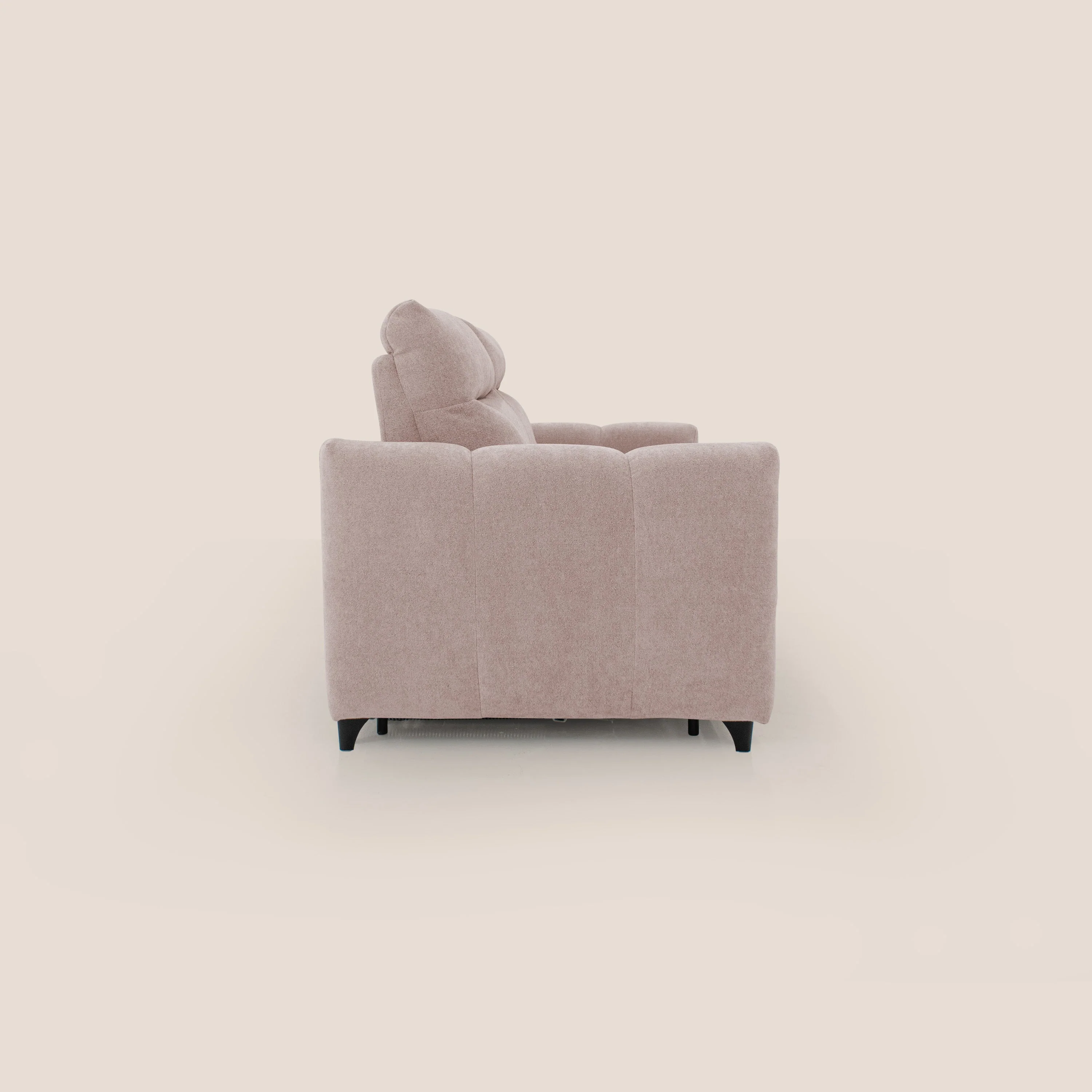 Peonia canapé convertible scandinave avec matelas H 18cm et dossier haut en bouclette imperméable T07 rose - Image 7