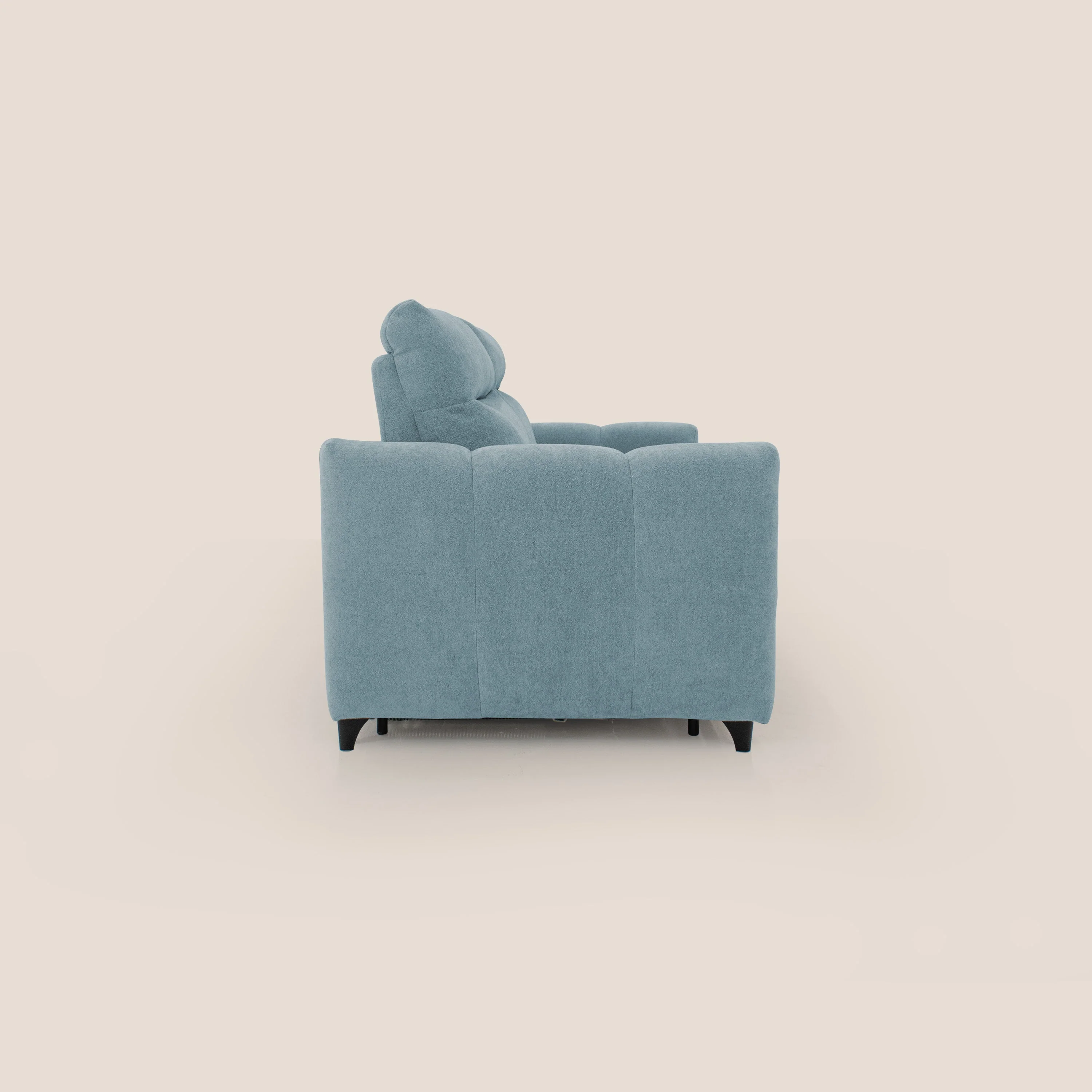 Peonia canapé convertible scandinave avec matelas H 18cm et dossier haut en bouclette imperméable T07 sucre glace - Image 7
