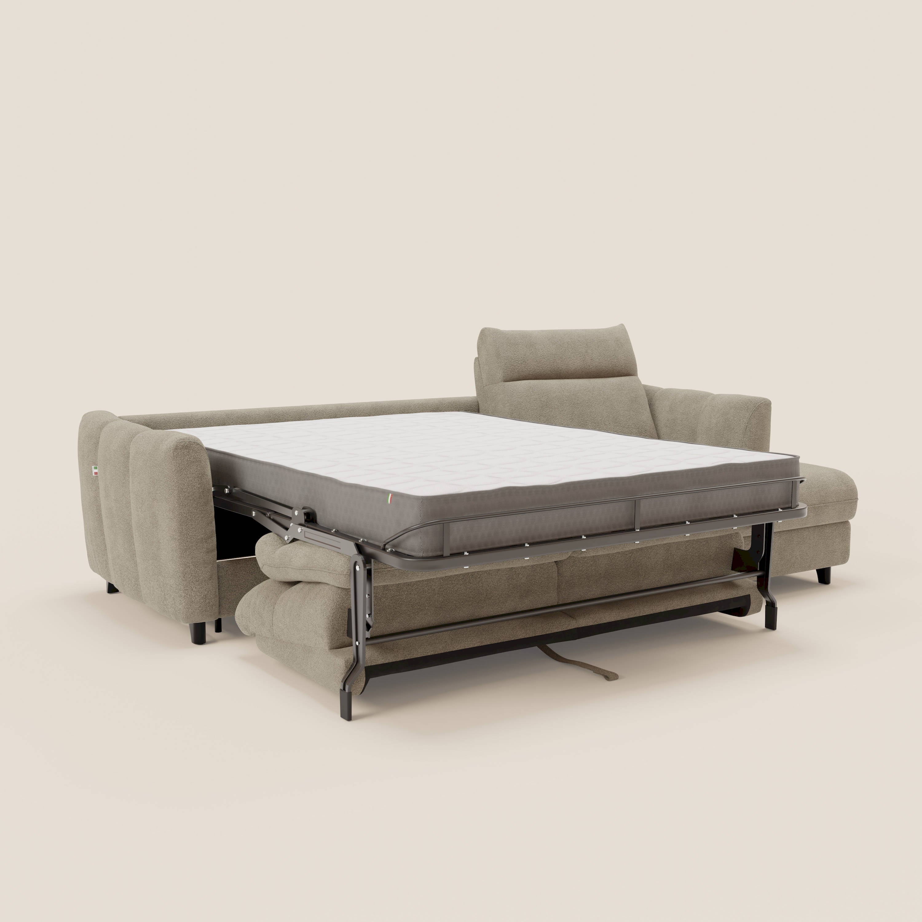 Peonia canapé d'angle convertible avec matelas H18 et chaise longue coffre en bouclette imperméable T07 beige - Image 11