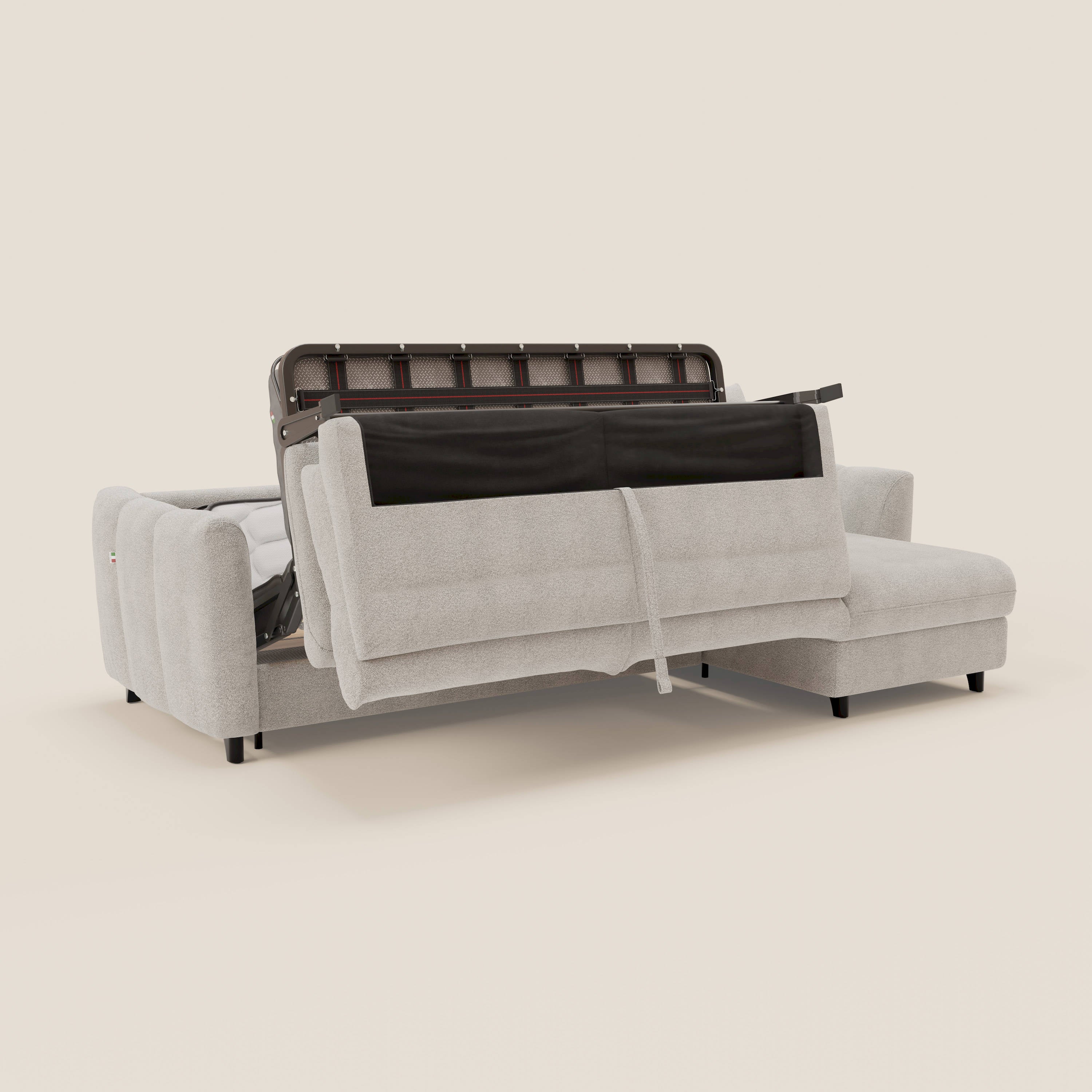 Peonia canapé d'angle convertible avec matelas H18 et chaise longue coffre en bouclette imperméable T07 blanc - Image 10