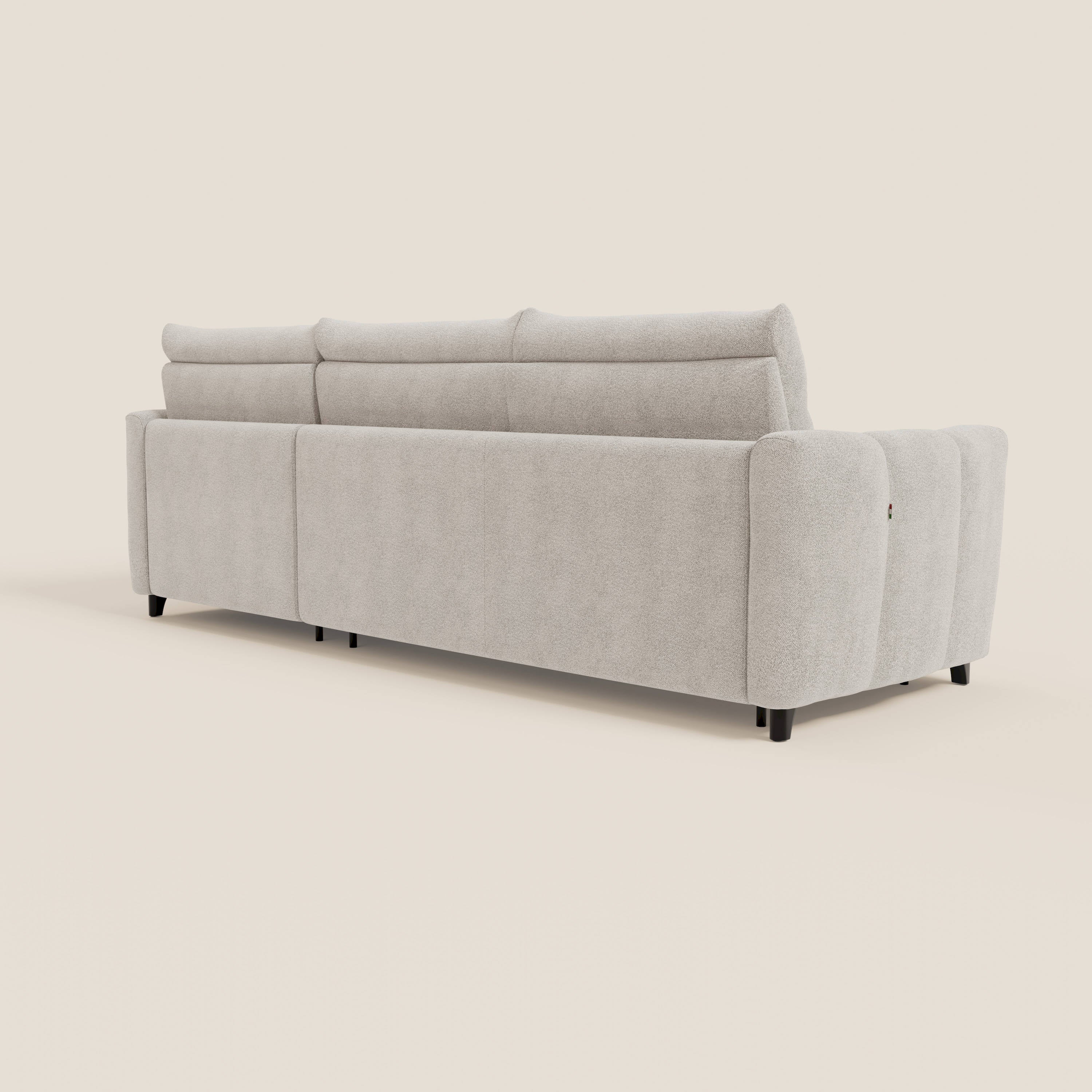 Peonia canapé d'angle convertible avec matelas H18 et chaise longue coffre en bouclette imperméable T07 blanc - Image 7