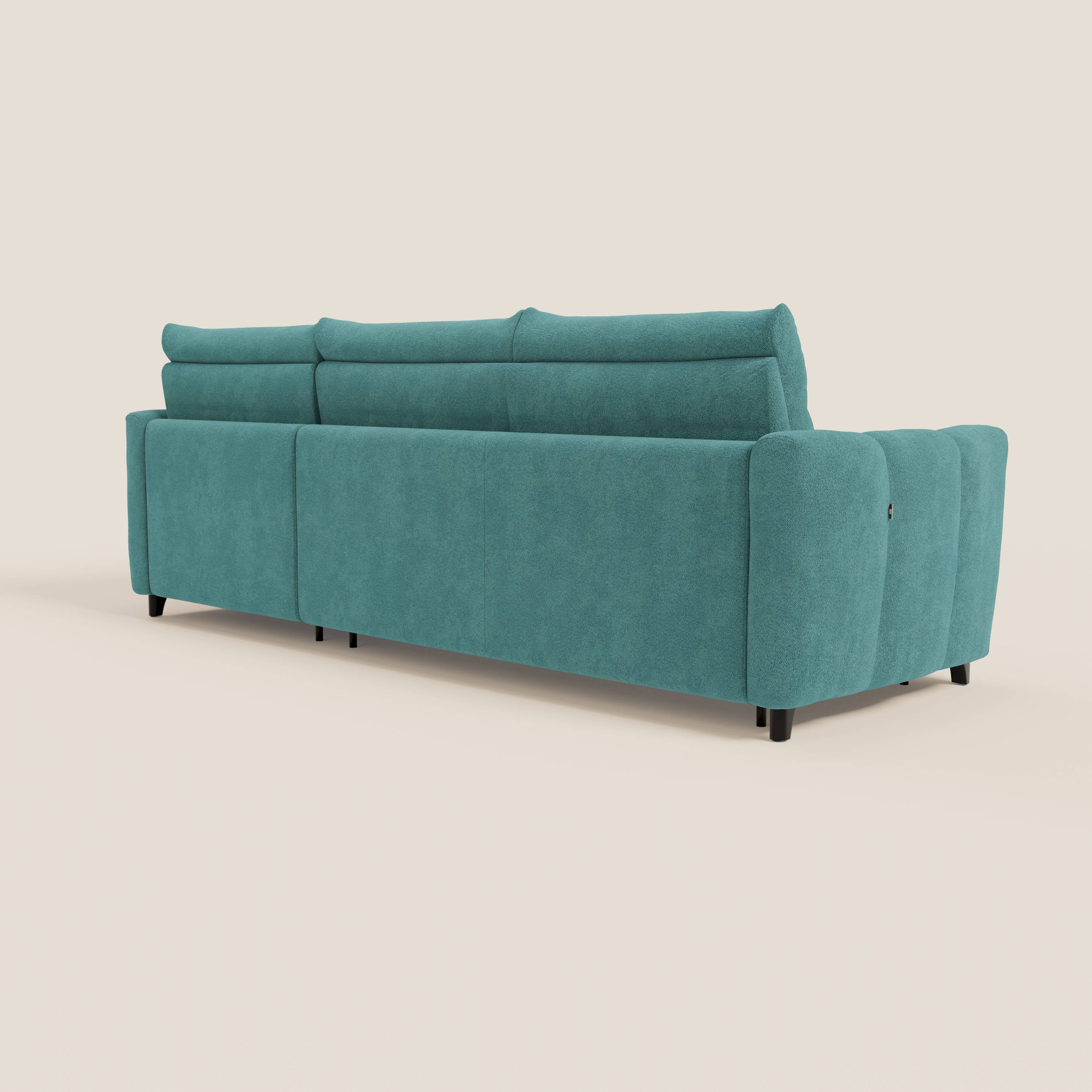 Peonia canapé d'angle convertible avec matelas H18 et chaise longue coffre en bouclette imperméable T07 bleu ciel - Image 7