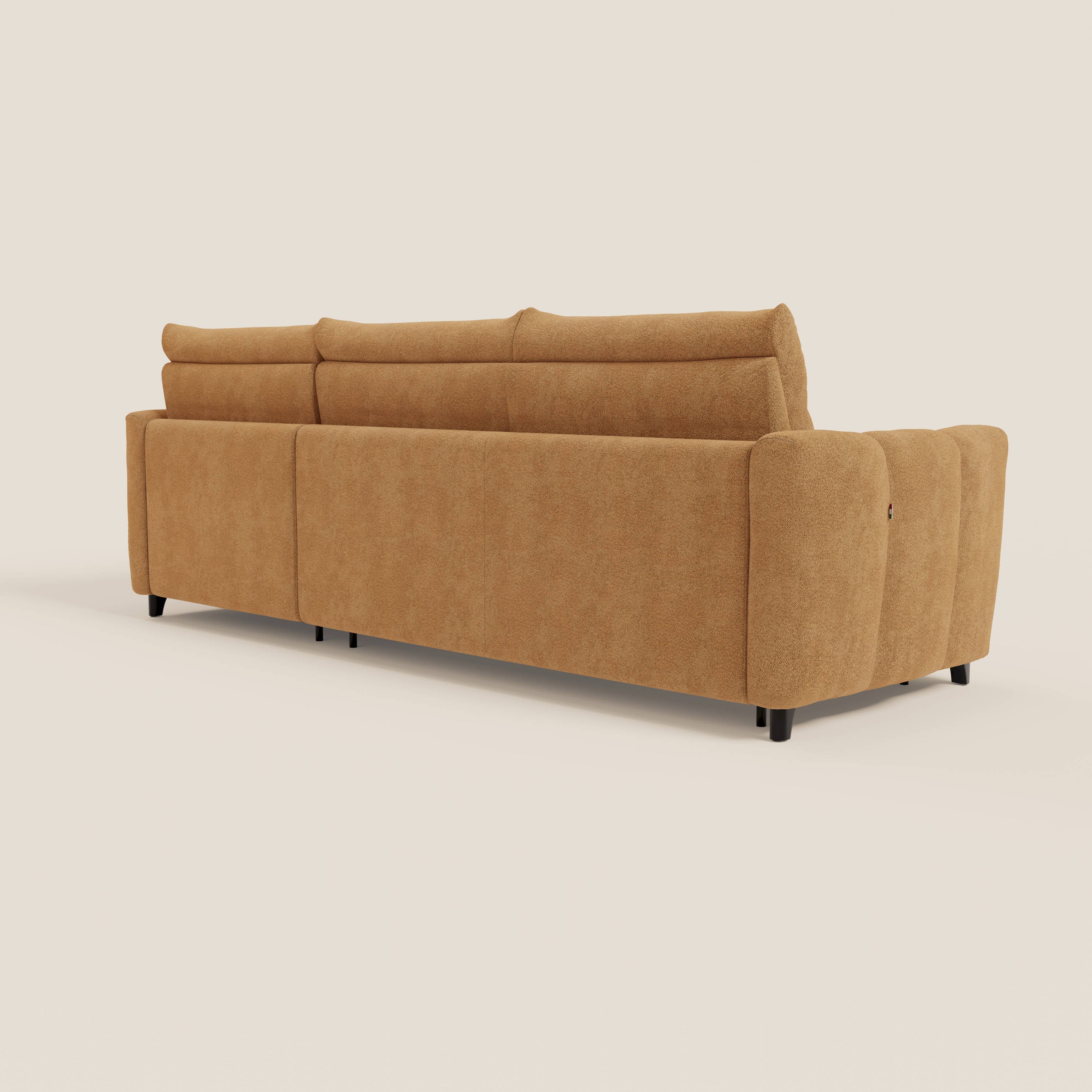 Peonia canapé d'angle convertible avec matelas H18 et chaise longue coffre en bouclette imperméable T07 orange - Image 7