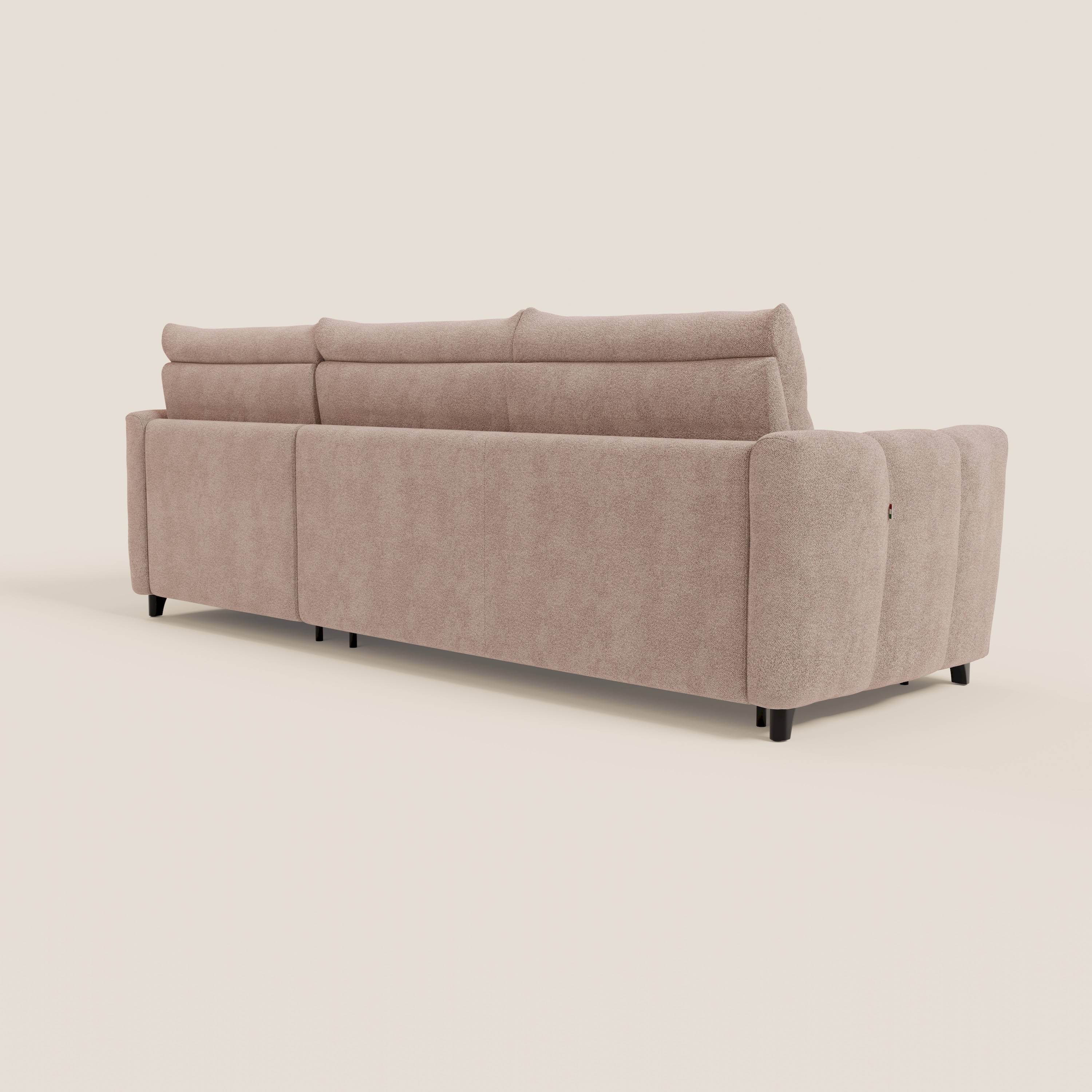 Peonia canapé d'angle convertible avec matelas H18 et chaise longue coffre en bouclette imperméable T07 rose - Image 7