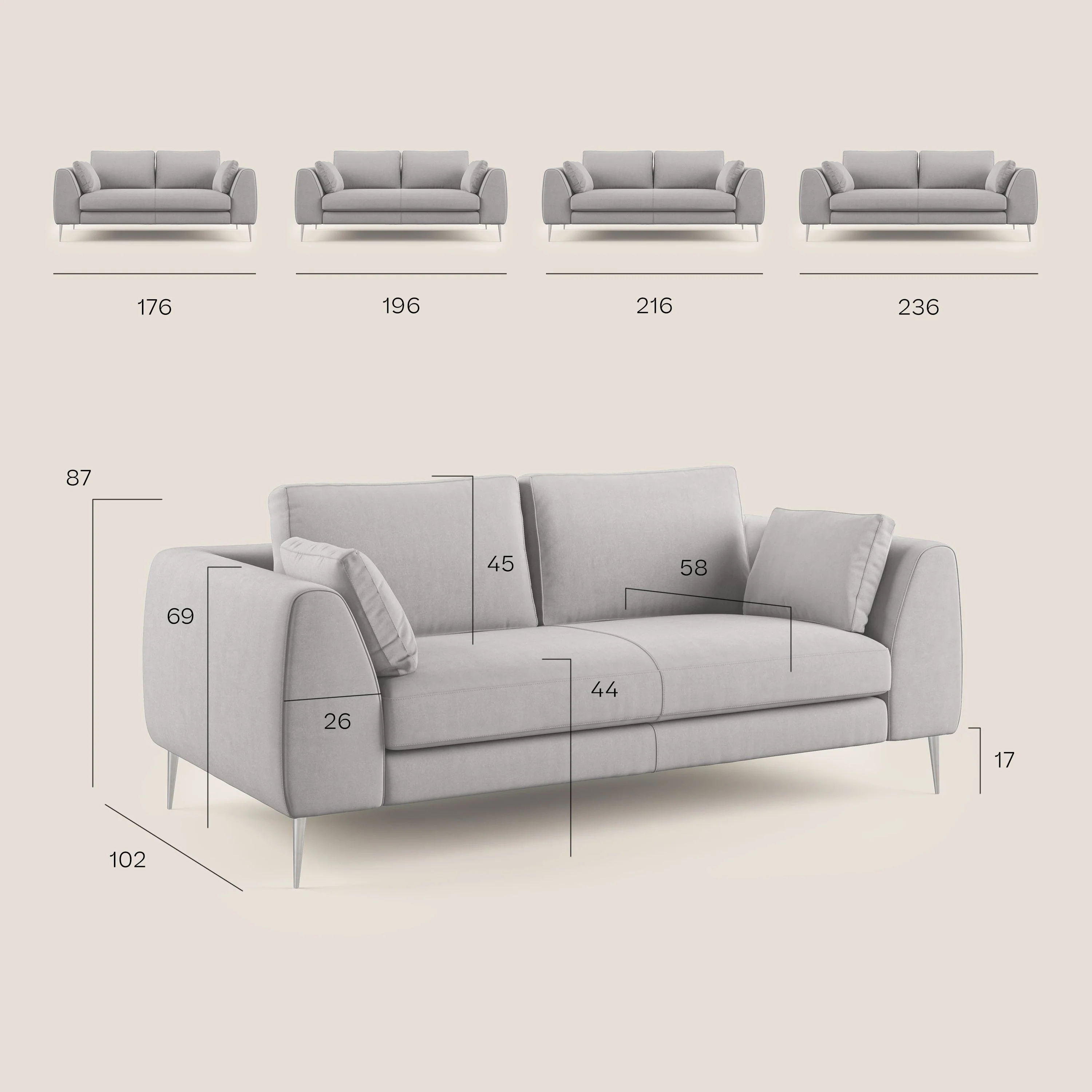 Plano canapé moderne en microfibre technique détachable T11 marron - Image 9