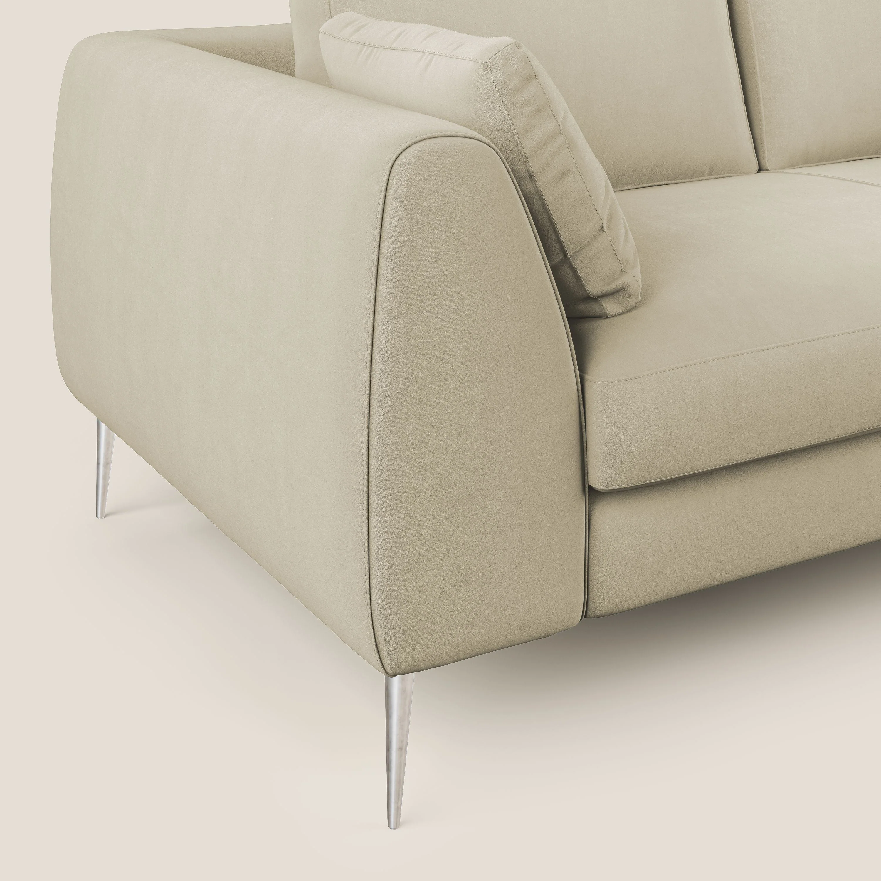 Plano canapé d'angle moderne en microfibre technique détachable T11 crÚme - Image 5