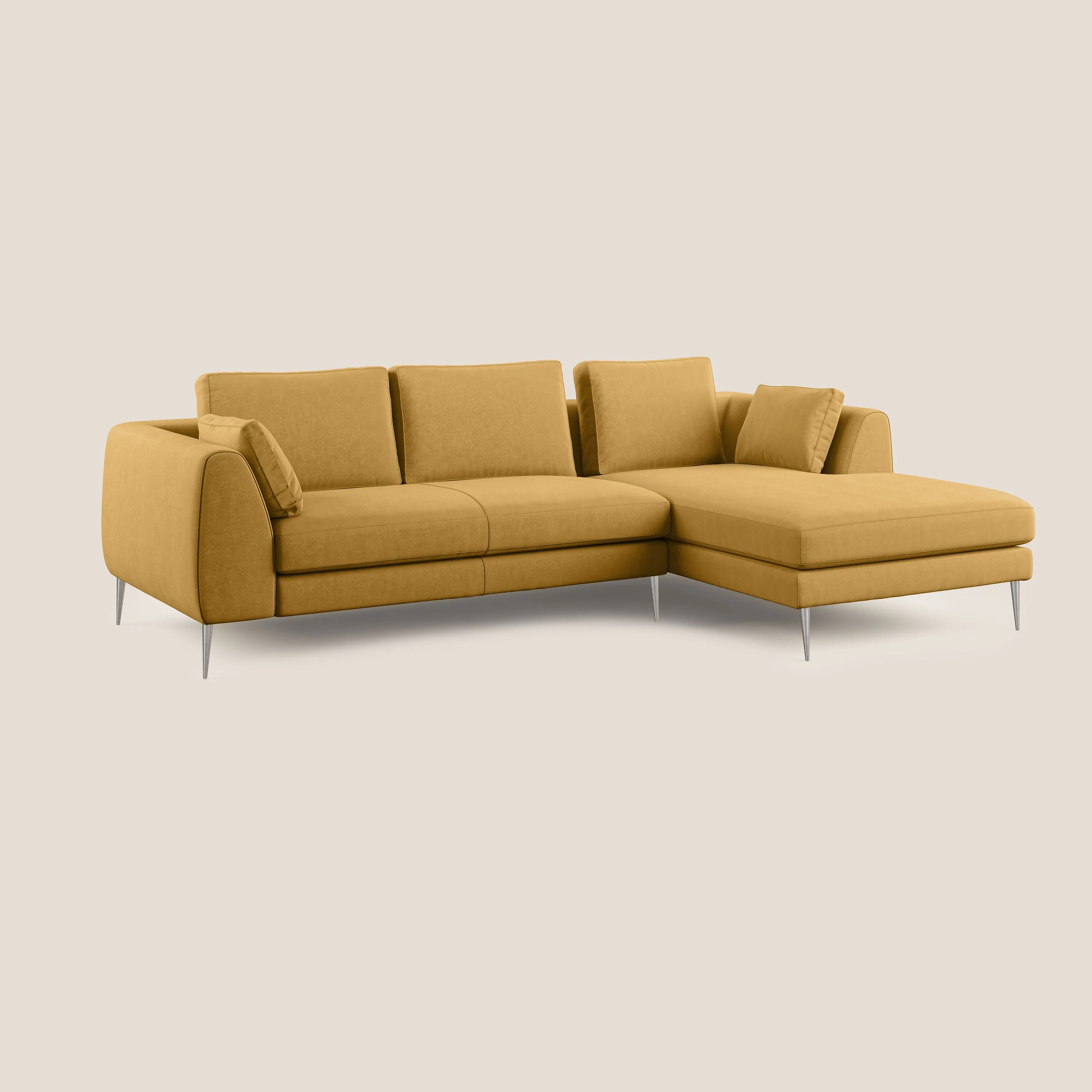 Plano canapé d'angle moderne en microfibre technique détachable T11 jaune - Image 2