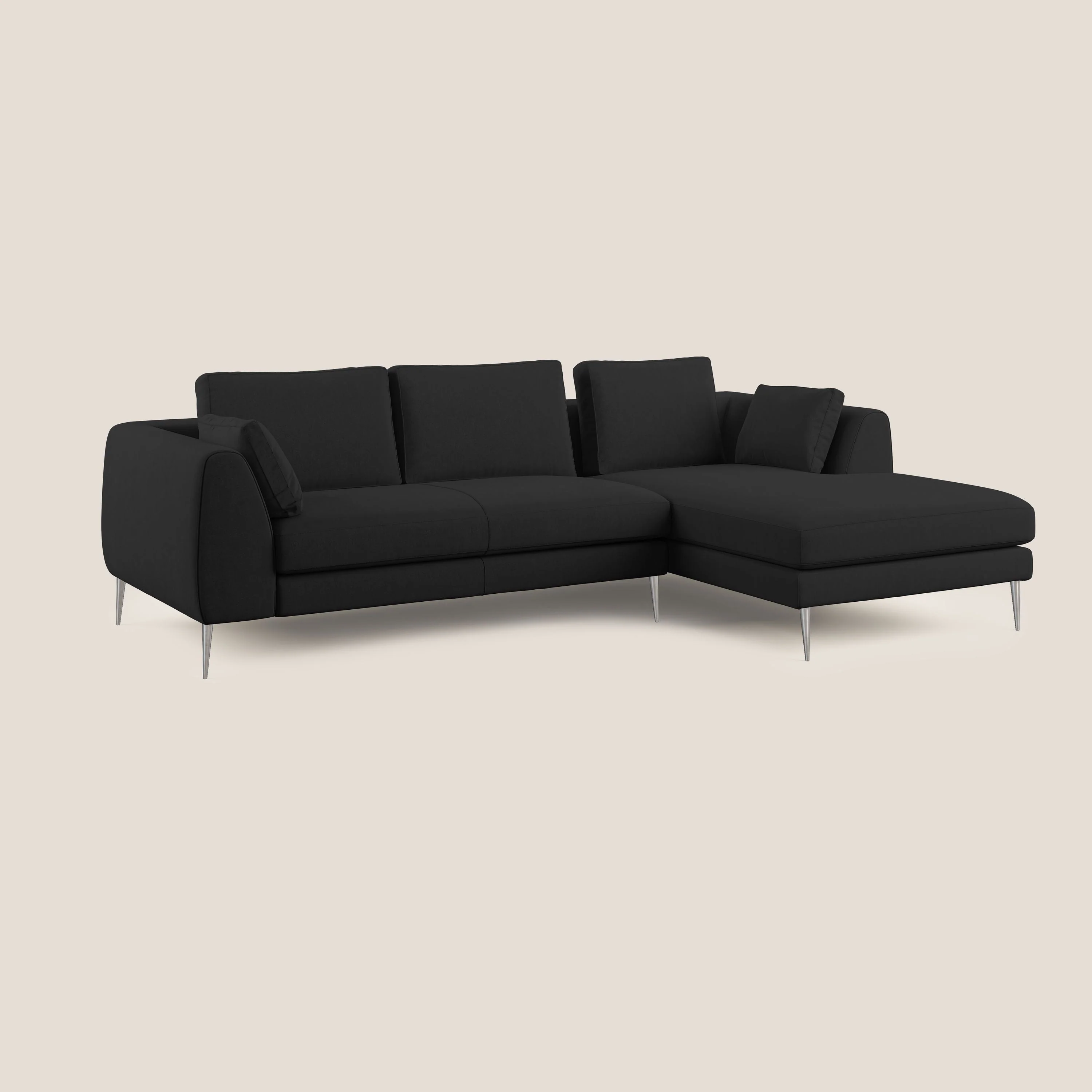 Plano canapé d'angle moderne en microfibre technique détachable T11 noir - Image 2