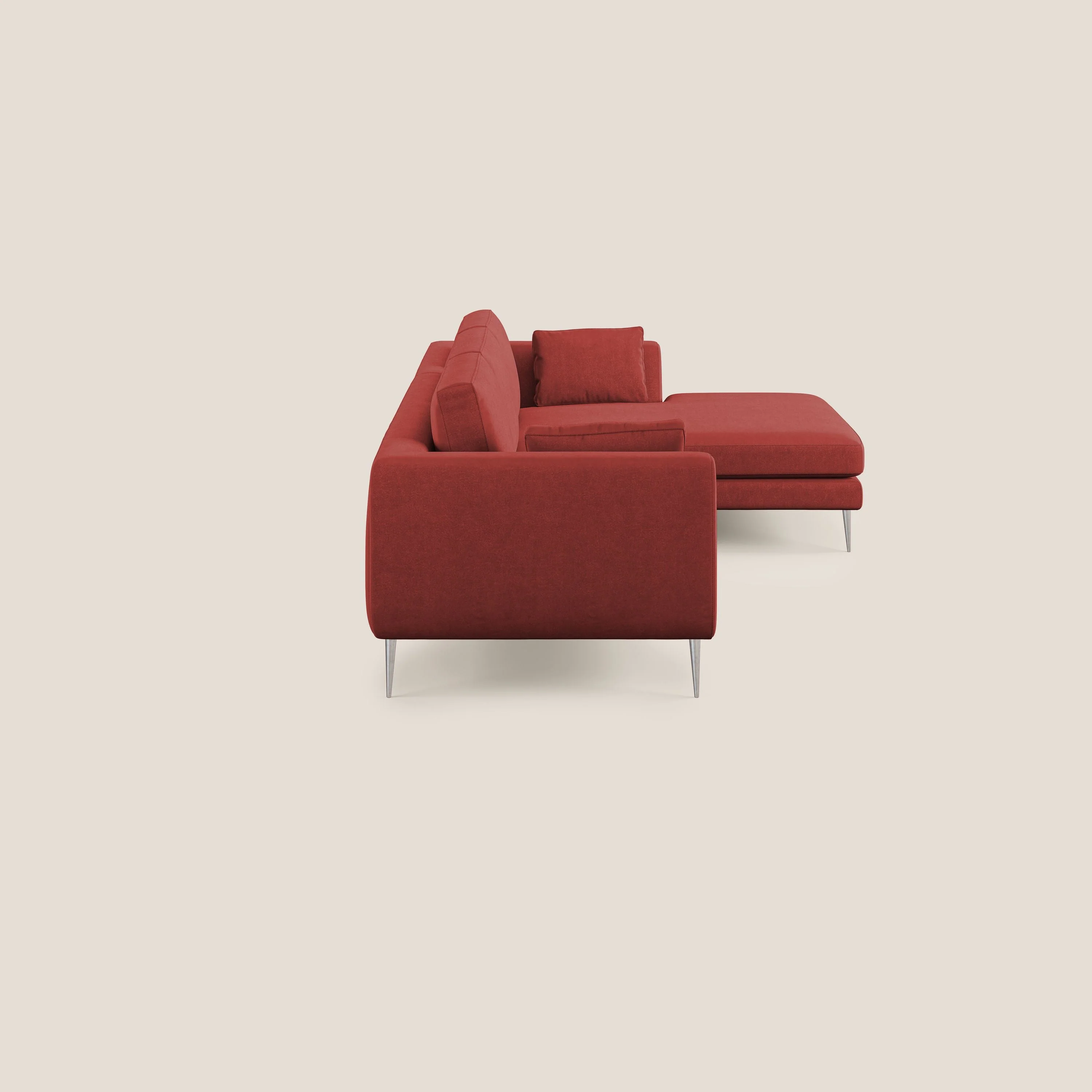 Plano canapé d'angle moderne en microfibre technique détachable T11 rouge - Image 3