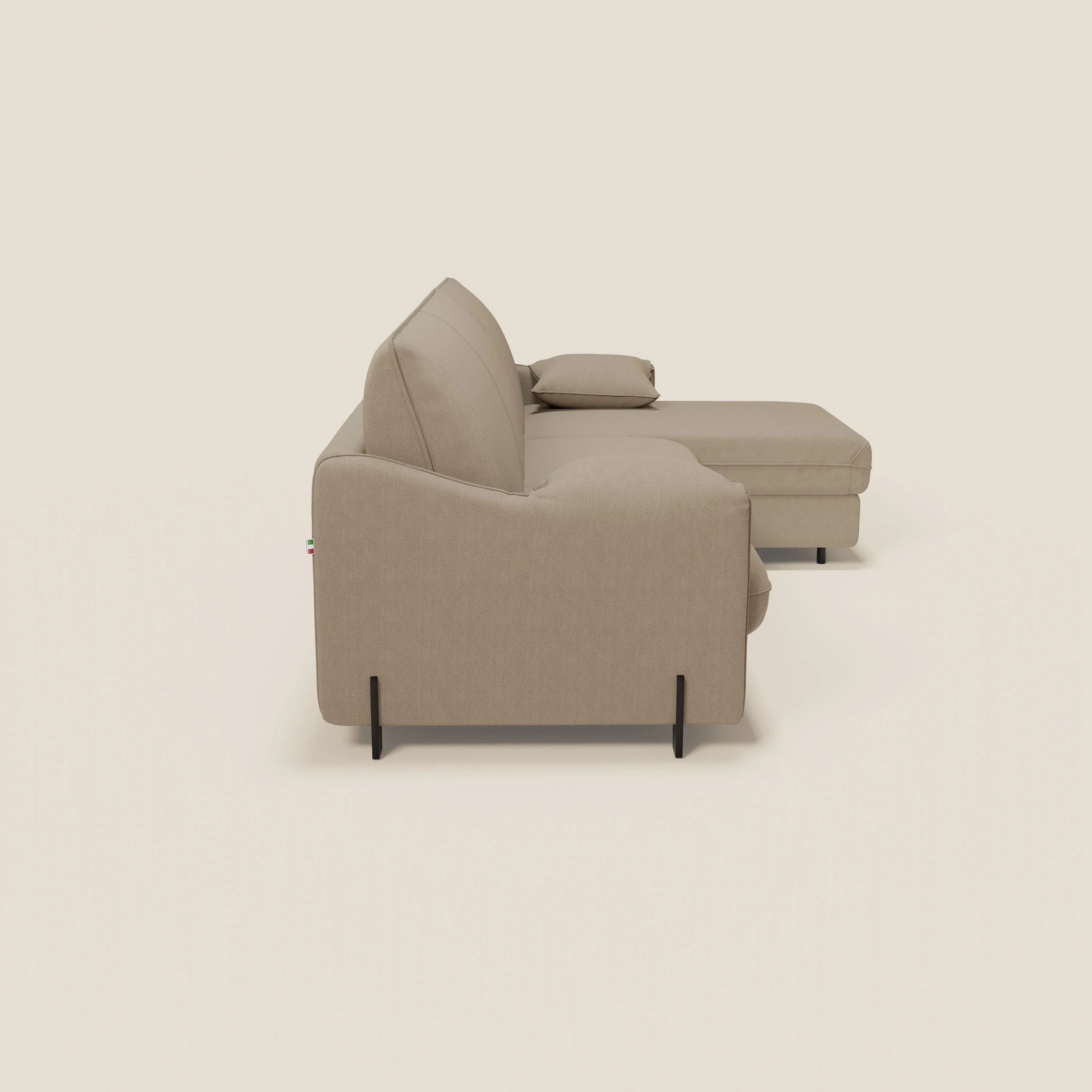 Primula Canapé convertible d'angle avec matelas H18 cm et chaise longue coffre en tissu détachable T05 beige - Image 7