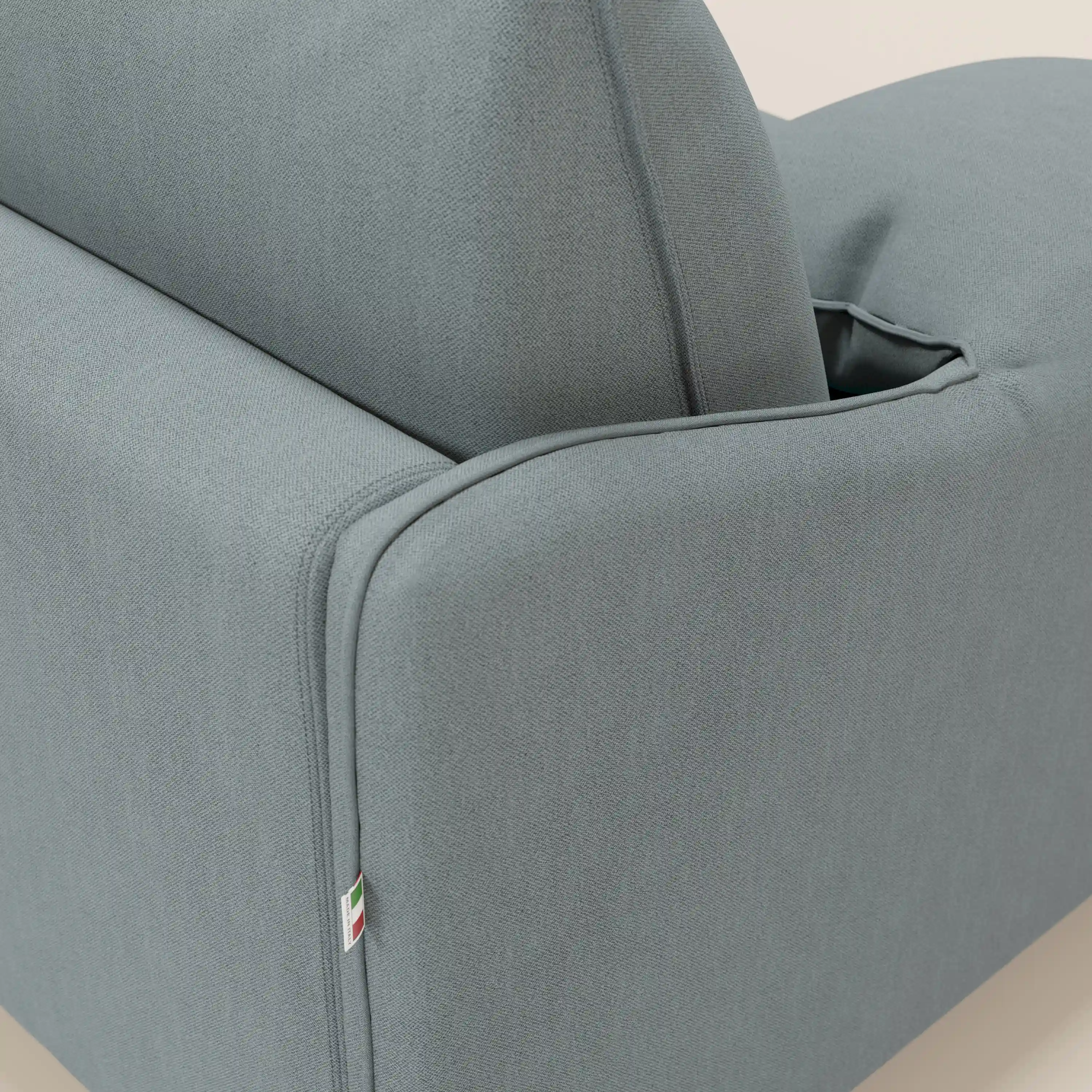 Primula Canapé convertible d'angle avec matelas H18 cm et chaise longue coffre en tissu détachable T05 bleu pastel - Image 10