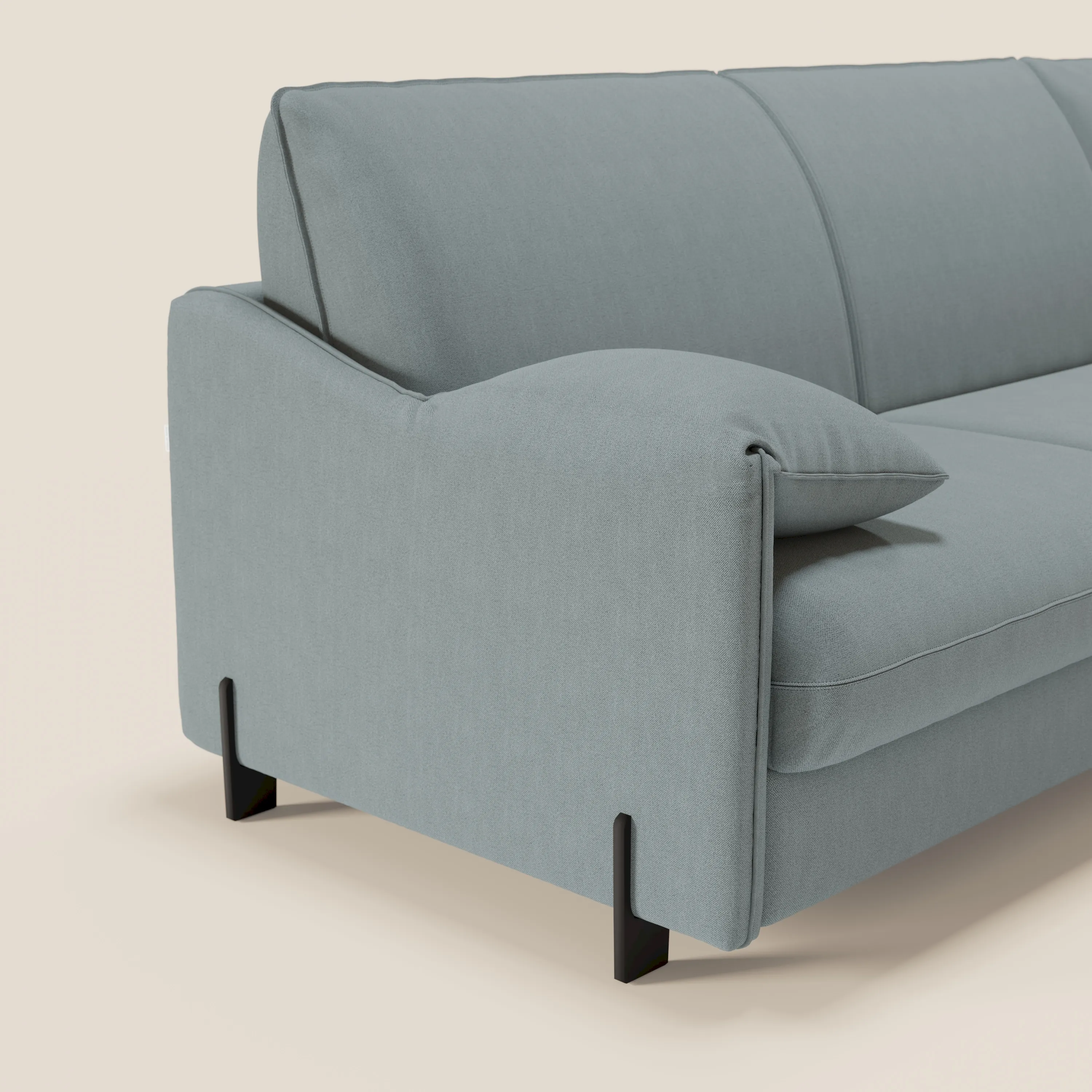 Primula Canapé convertible d'angle avec matelas H18 cm et chaise longue coffre en tissu détachable T05 bleu pastel - Image 6